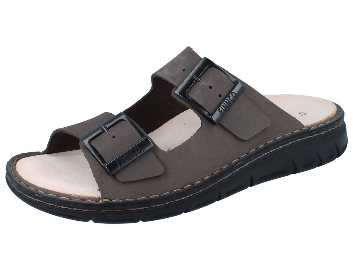 Finn Comfort FINN COMFORT FINNCO Cayman Soft Herren Pantolette grau Leder - Größe: Hausschuh Wechselfußbett