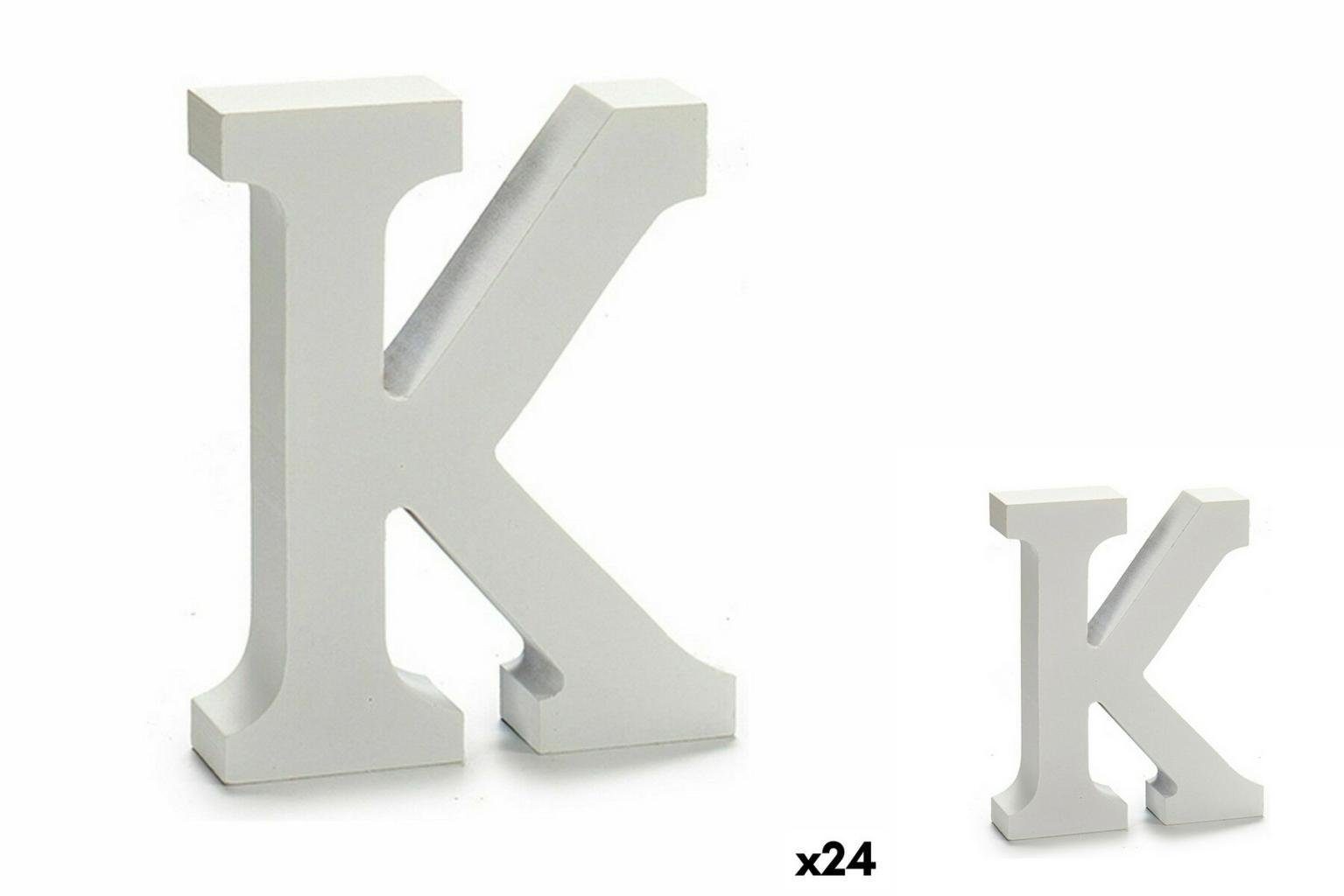 Pincello Dekoobjekt Buchstabe K Holz Weiß 2 x 16 x 14,5 cm 24 Stück