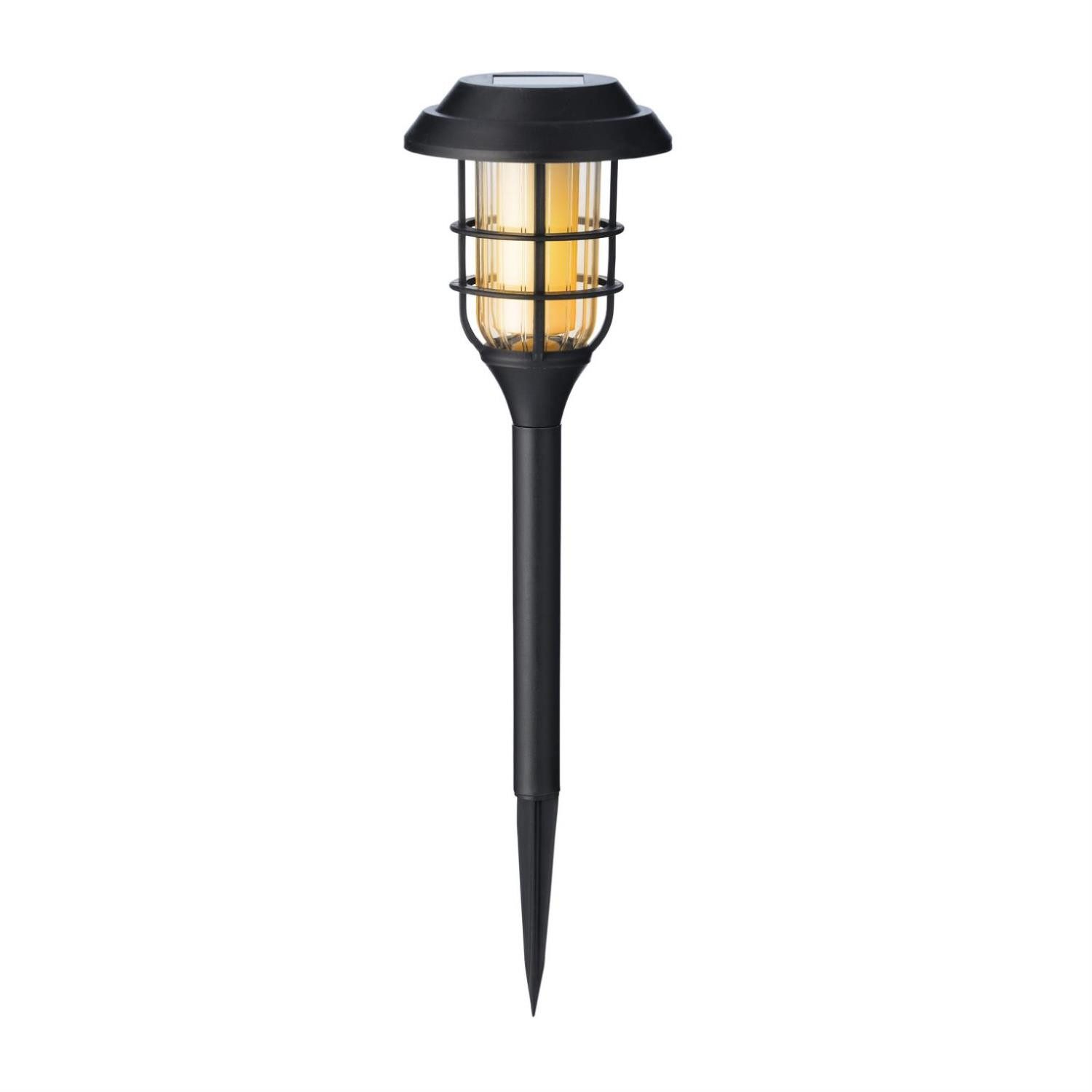 LED Solarleuchte LED Solar Wegleuchte Gartenfackel Flammeneffekt Solarleuchte schwarz