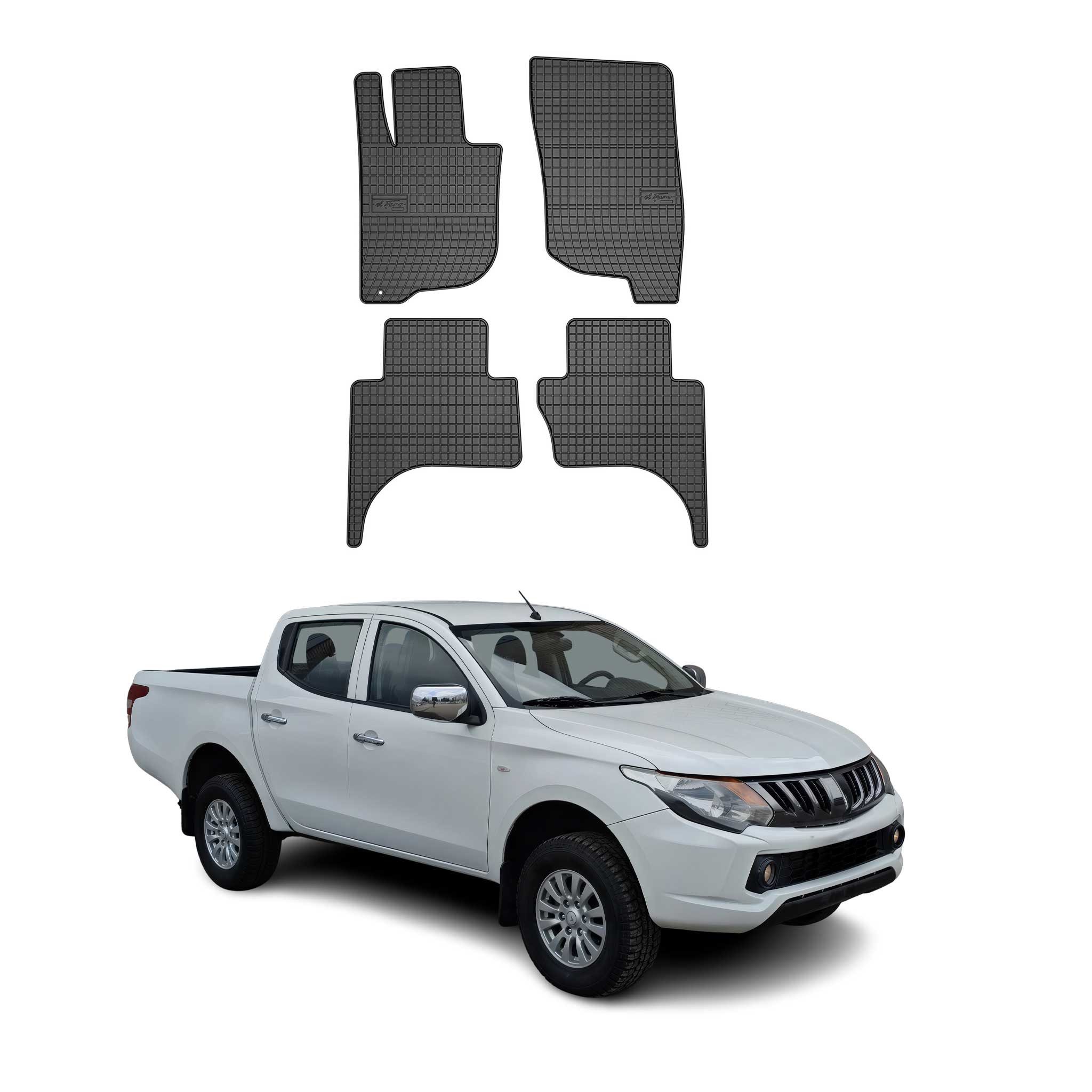 OMAC Auto-Fußmatten für Mitsubishi L200 2014-2024 Schwarz 4 tlg TPE (4 St), für Mitsubishi L200 2014-2024 Mitsubishi L200 2014-2024, Antirutsch,Wasserfest,Einfache Installation