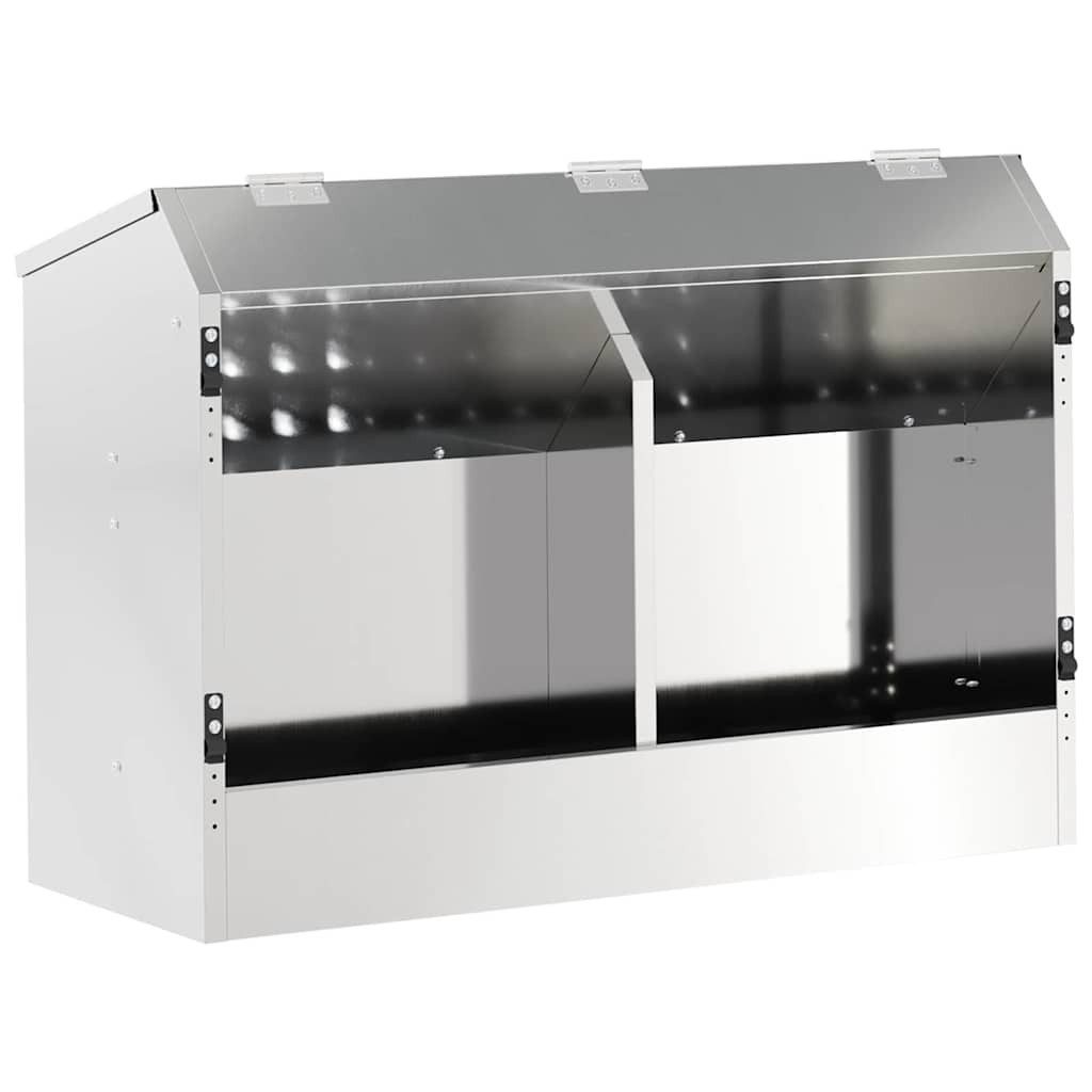 vidaXL Futterspender Kaninchenfütterer Silber 64,5 x 25,5 x 45,5 cm Verzinkter Stahl