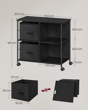 VASAGLE Aktenschrank Büroschrank mit 2 Stoffschubladen, einfacher Aufbau, offene Ablagen