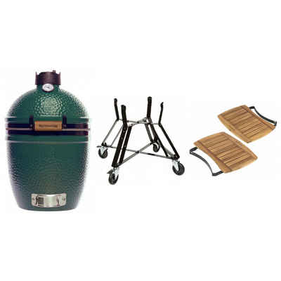 Holzkohlegrill Big Green Egg Small inkl. Nest auf Rollen, Außentisch