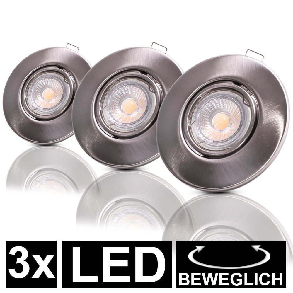 EGLO LED Einbaustrahler, Leuchtmittel inklusive, Warmweiß, 3x LED Einbau Decken Strahler nickel Flur Wohn