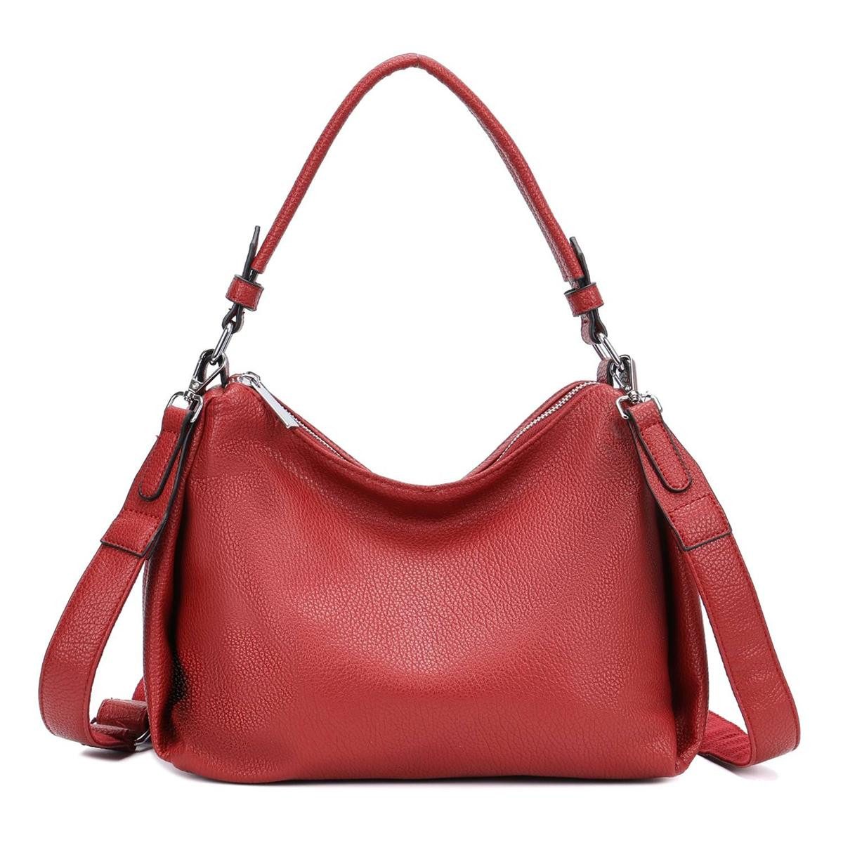 ITALYSHOP24 Schultertasche DAMEN TASCHE SHOPPER Umhängetasche Crossover Hobo Bag Leder Optik (Spar-Set: Tasche mit 2 Gürtel. Zusatz Stoffgurt/Umhängeband, mit Schultergurt), Henkeltasche Reisetasche Crossbag für Büro Freizeit Urlaub BodyBag