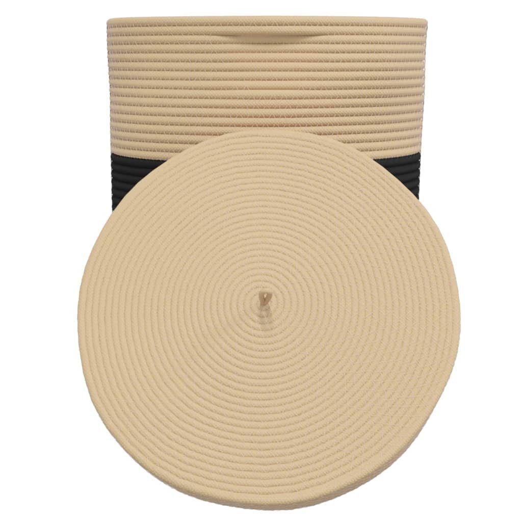 vidaXL Aufbewahrungskorb Aufbewahrungskorb mit Deckel Schwarz & Beige Ø37x50cm Baumwolle – Bild 5 von 5