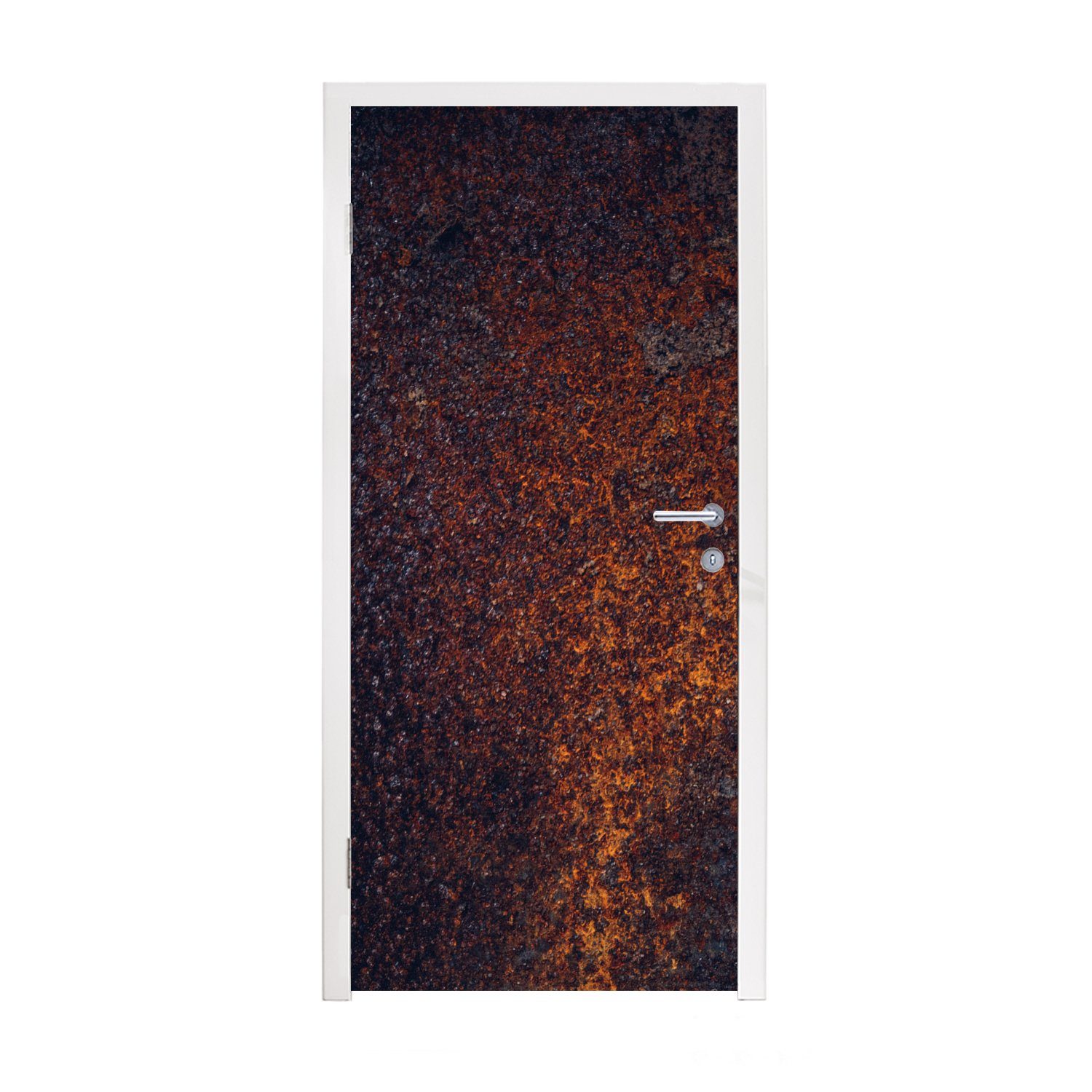 MuchoWow Türtapete Rost - Schwarz - Stahlblech, Matt, bedruckt, (1 St), Fototapete für Tür, Türaufkleber, 75x205 cm