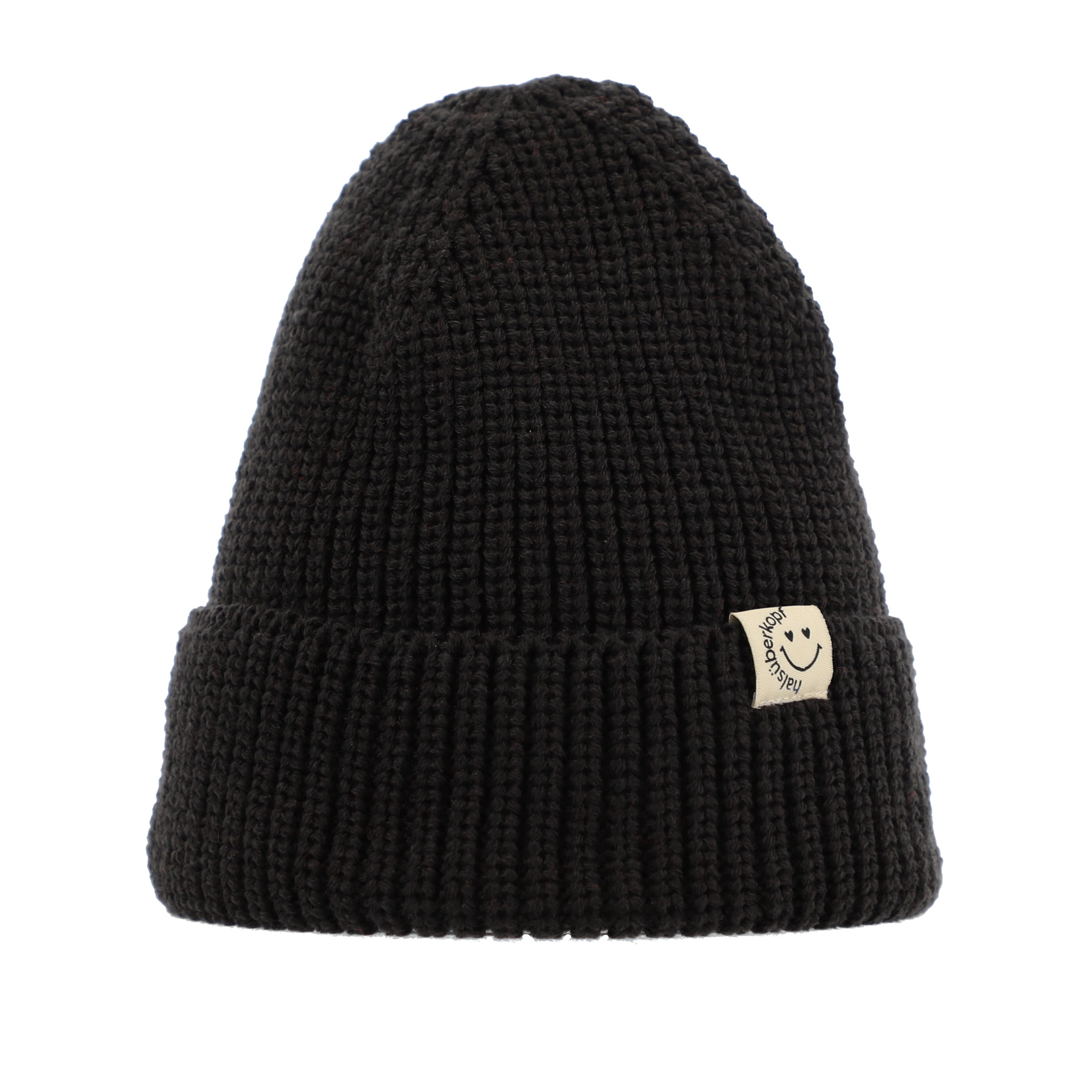 halsüberkopf Accessoires Strickmütze mit Umschlag und Badge Smiley mit Herz günstig online kaufen