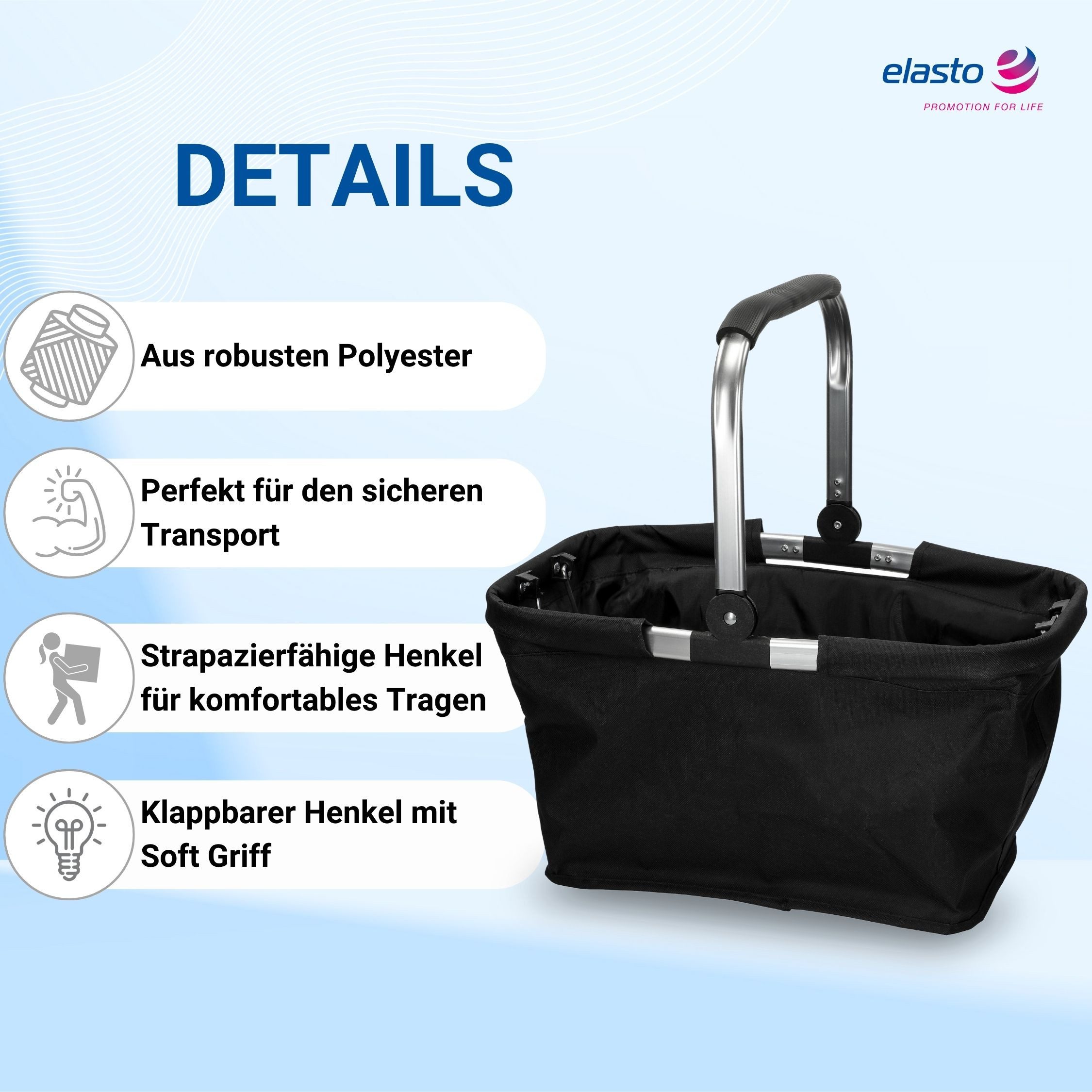 elasto Tragetasche Einkaufskorb mit Henkel ca. 30 L - faltbarer Korb mit So günstig online kaufen