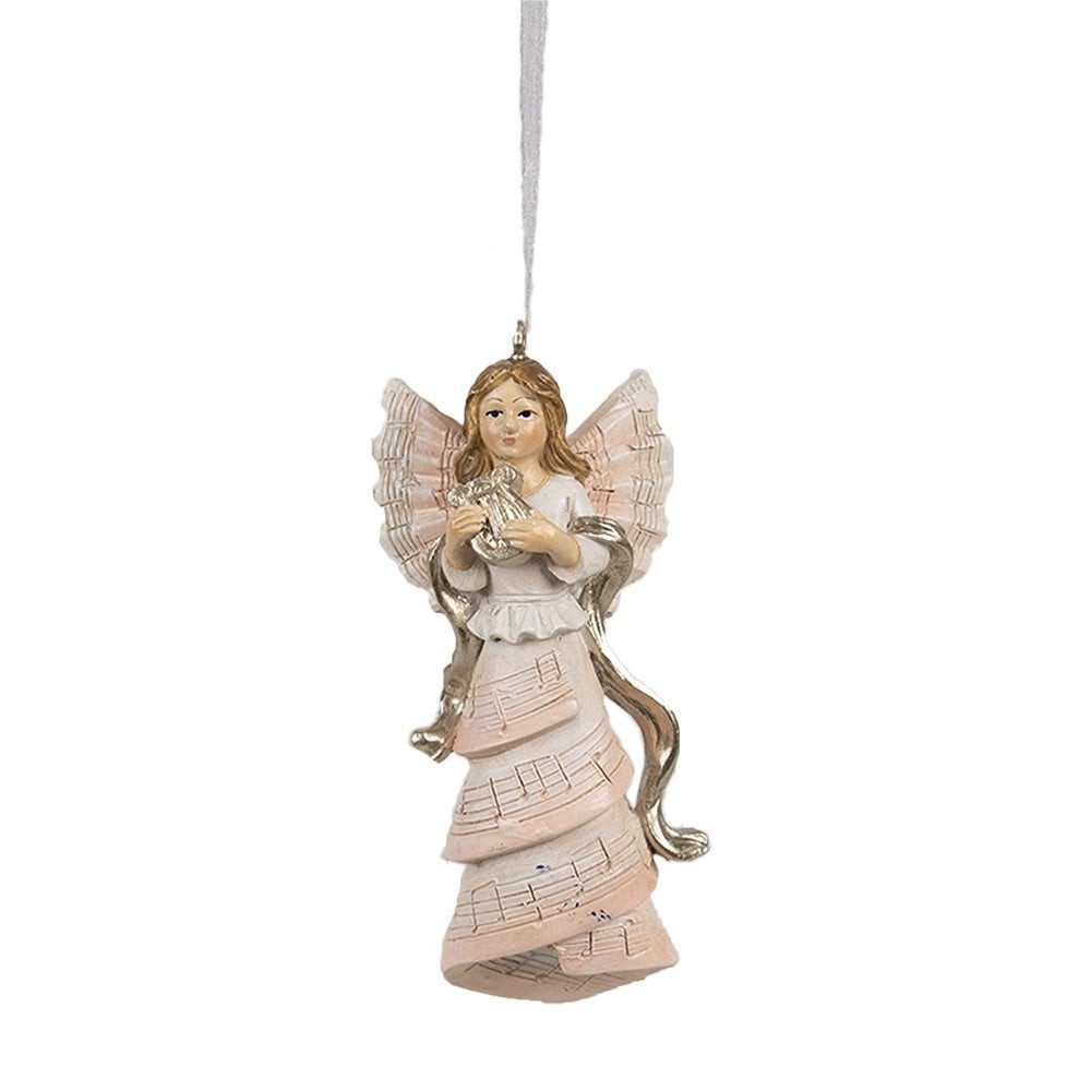 Clayre & Eef Weihnachtsbaumschleife Zauberhafter Christbaumschmuck Engel mit Harfe vintage 10 cm