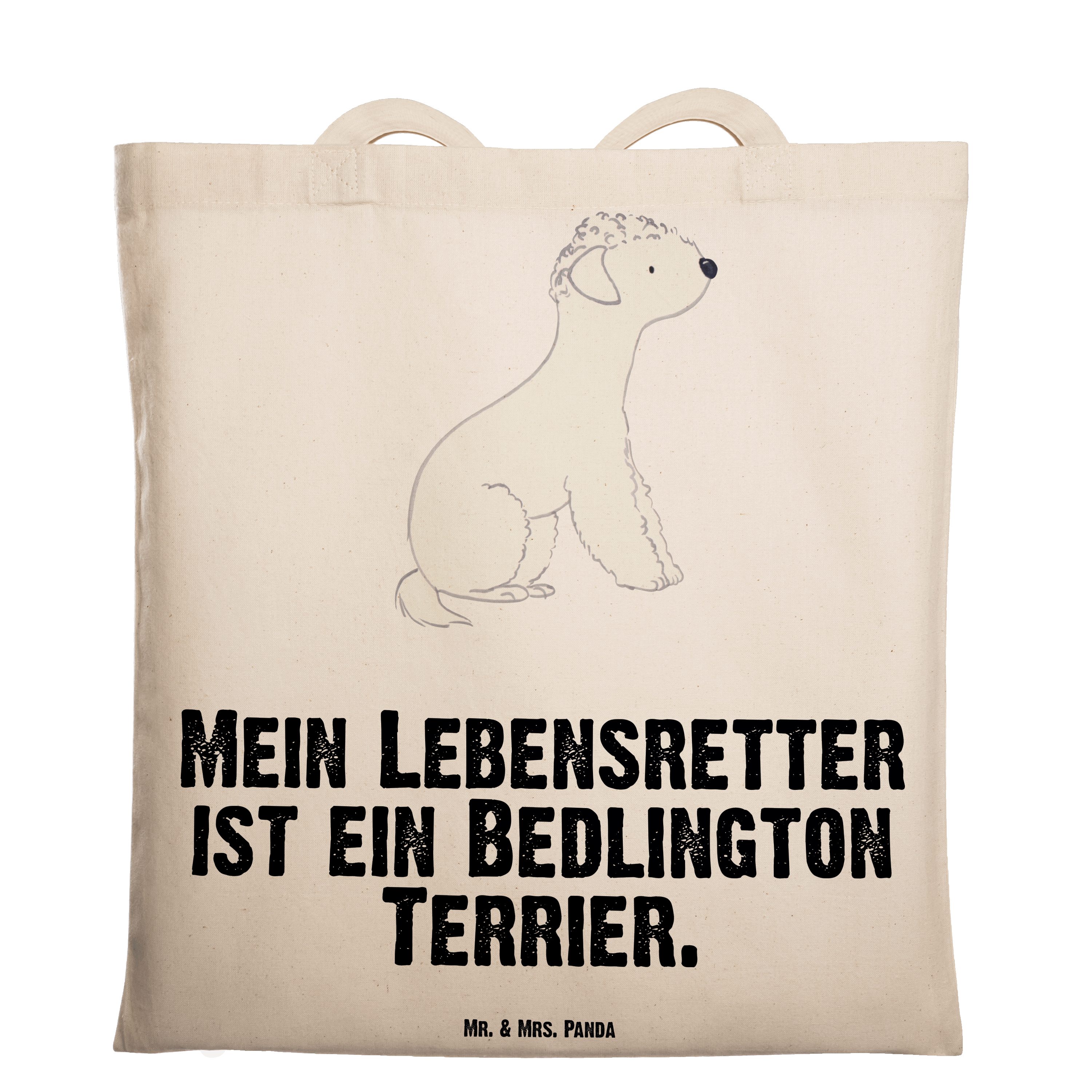 Mr. & Mrs. Panda Tragetasche Bedlington Terrier Lebensretter - Transparent - Geschenk, Beuteltasch (1-tlg)