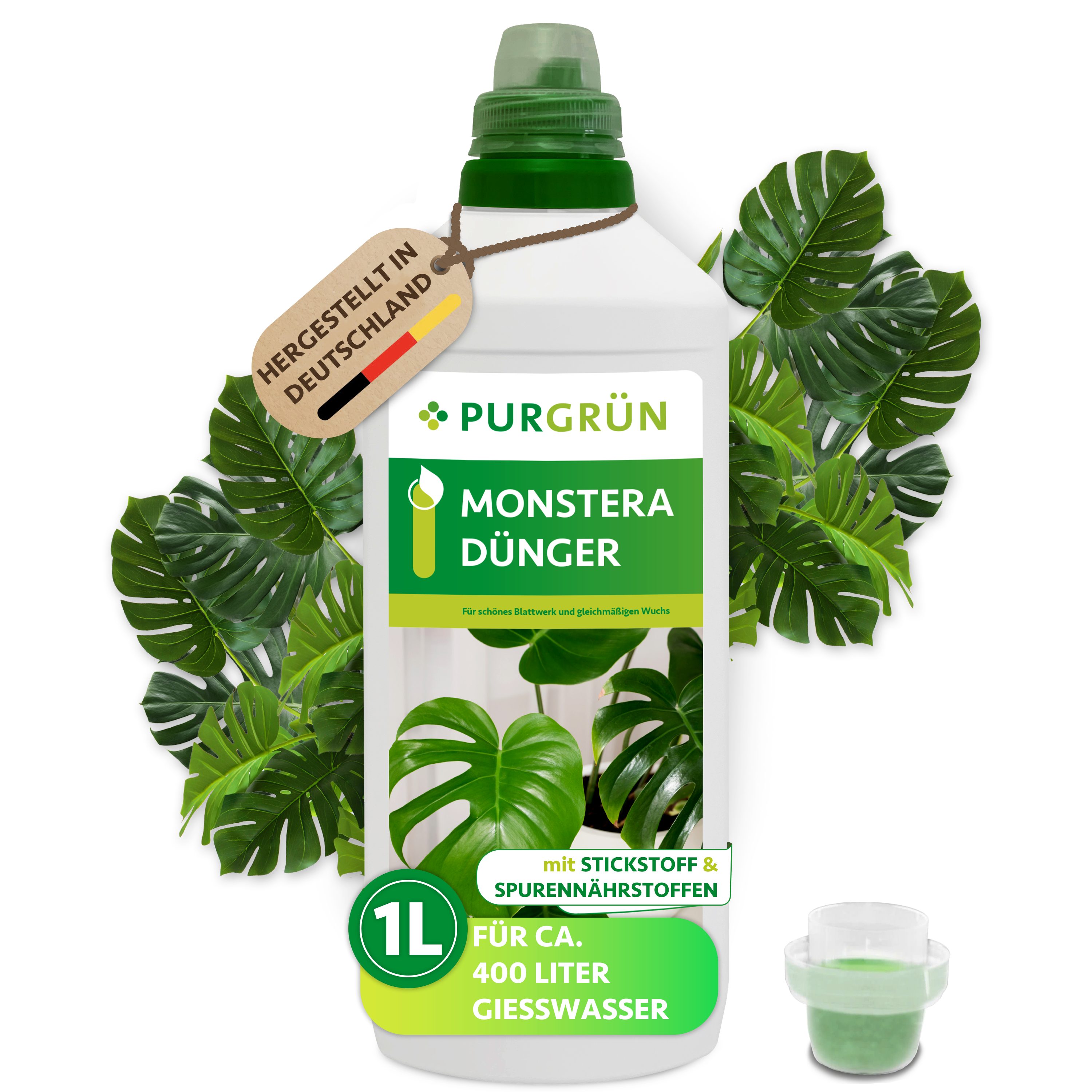 Purgrün Universaldünger Monstera Dünger, NPK 10+4+6, für Blattwachstum, 1L, Flüssigdünger, 1-St., 1 Liter