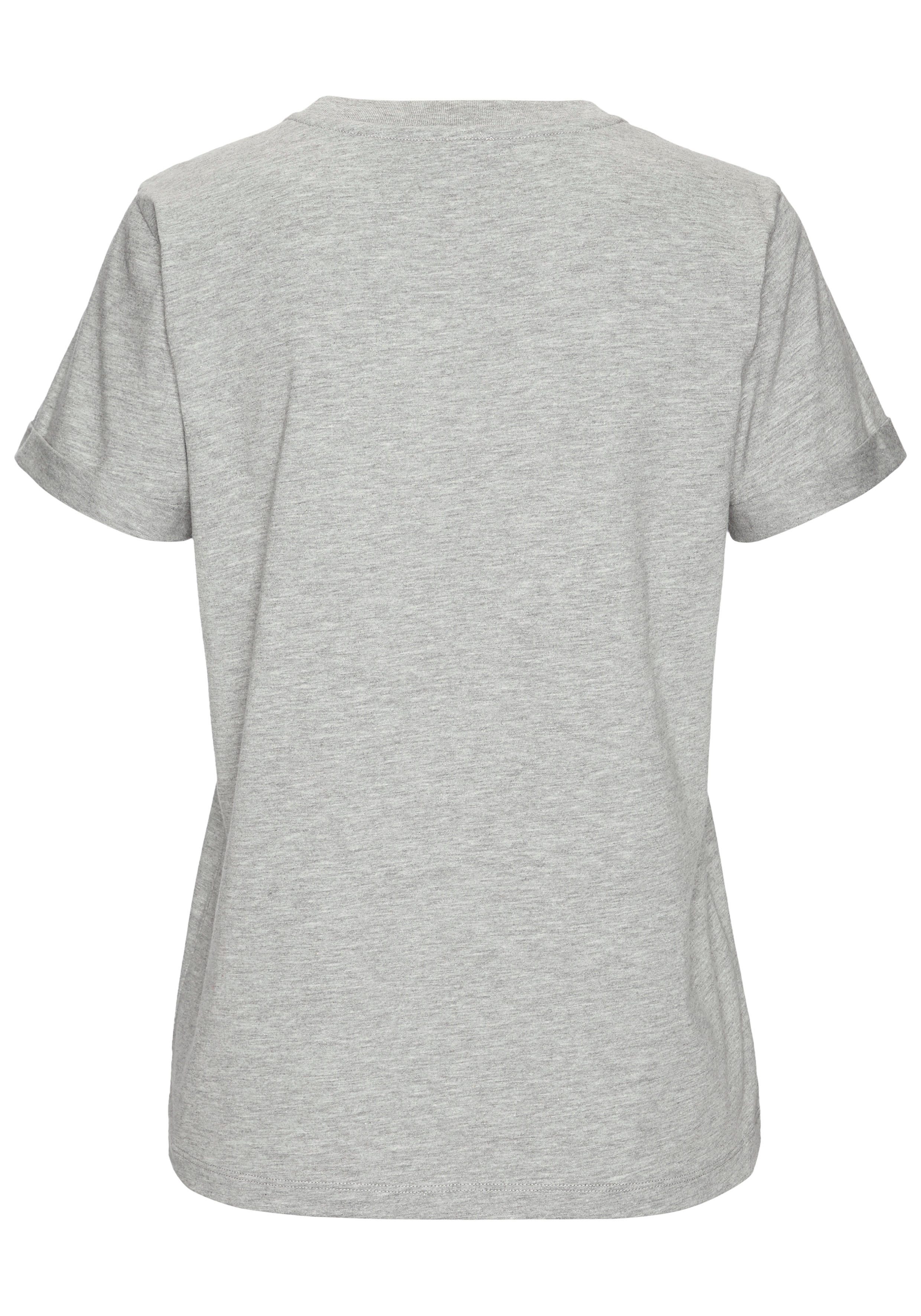 LASCANA T-Shirt mit süßer Herz-Stickerei, Kurzarmshirt aus Baumwolle, Muttertag
