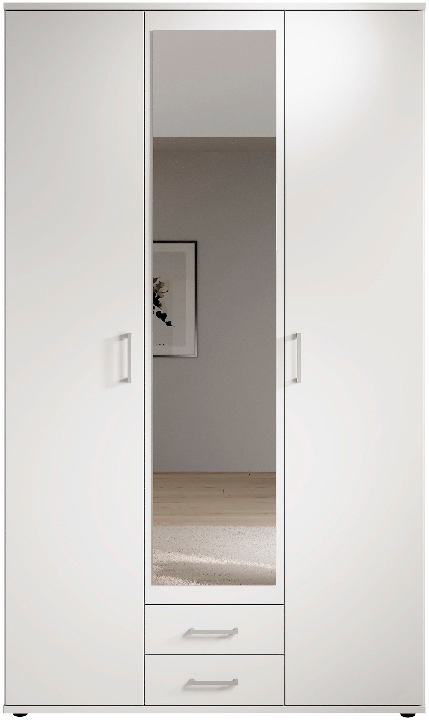 Schlafkontor Kleiderschrank Karl Drehtürenschrank Schlafzimmerschrank mit Spiegel Garderobe in 2 Breiten, mit zusätzlichen Einlegeböden TOPSELLER