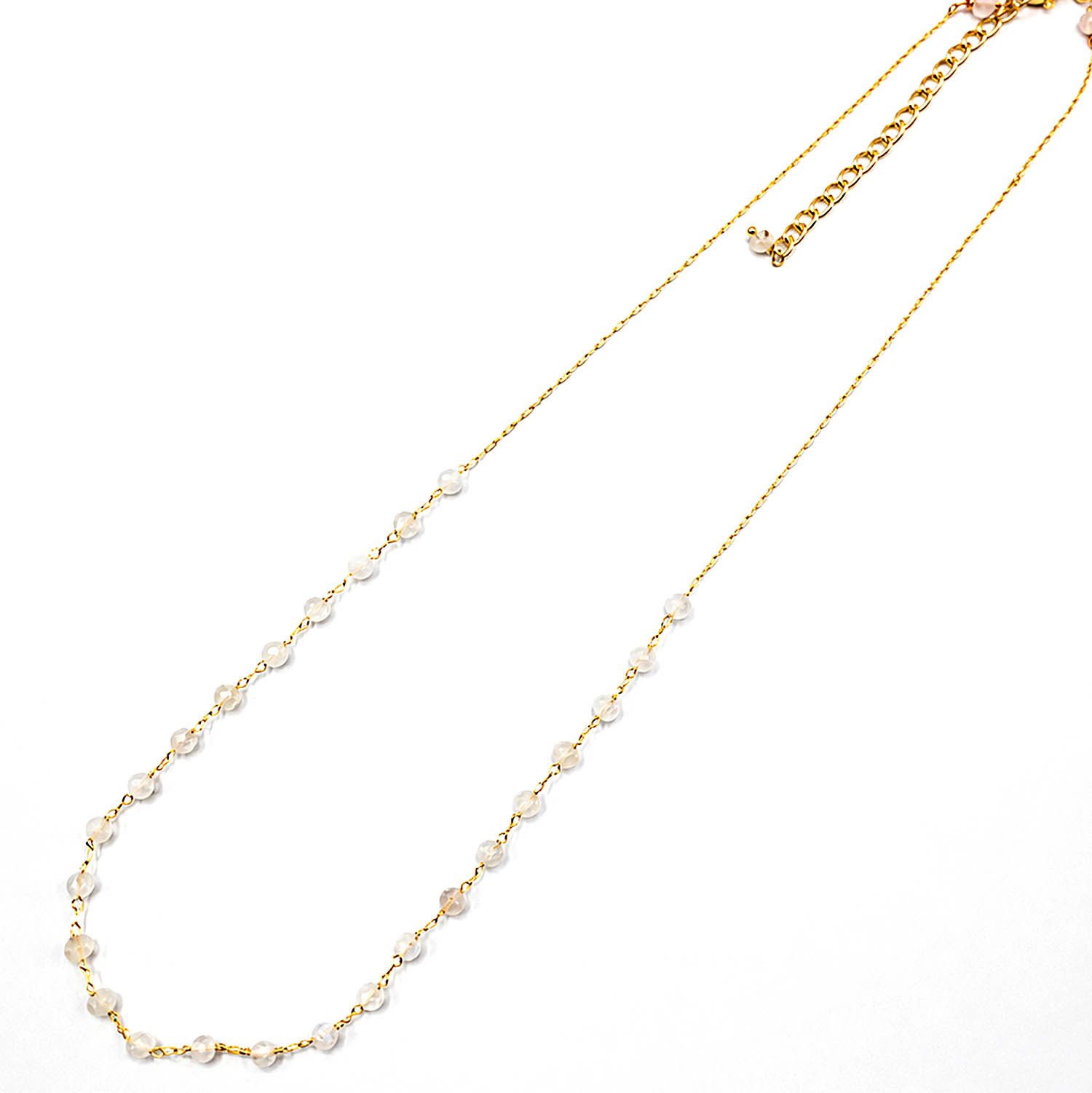 Impala Perlenkette Edelstein Kette vergoldet – Edelstahl & facettierte Edelsteine, Damenkette mit Edelsteinen