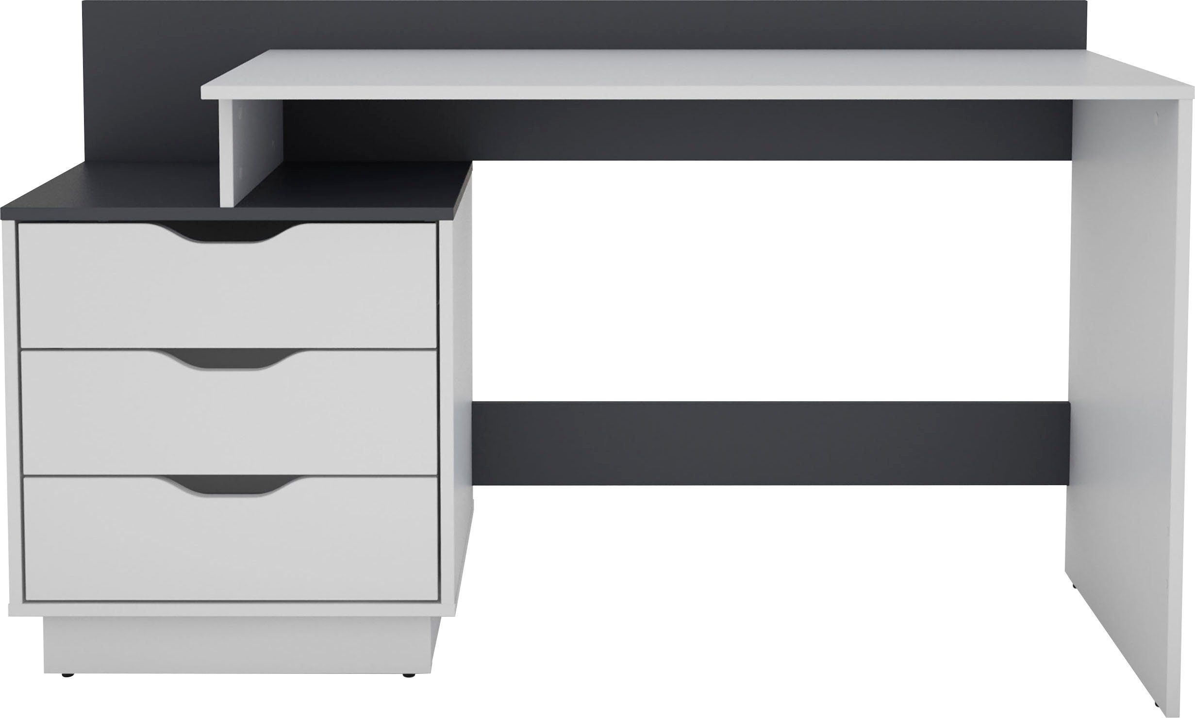 byLIVING Schreibtisch Bern, moderner Computertisch, mit viel Stauraum, Breite 138cm, rechts oder links montierbar