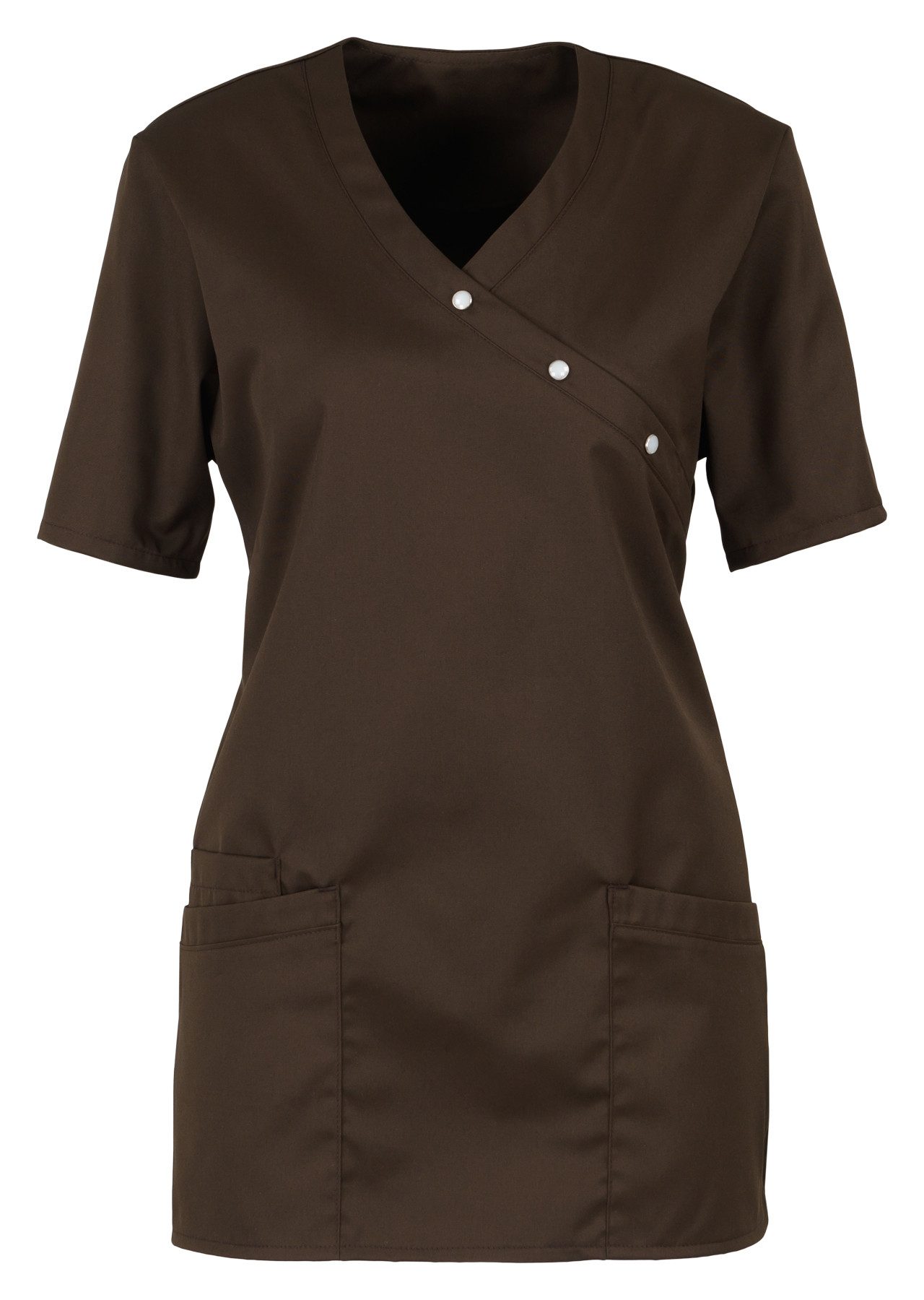 BEB Schlupfbluse beb MEDIZIN/PFLEGE Damen KASACK Kurzarm V-Neck Baumwollmix Braun