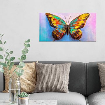 DEQORI Glasbild 'Bunter Schmetterling', 'Bunter Schmetterling', Glas Wandbild Bild schwebend modern