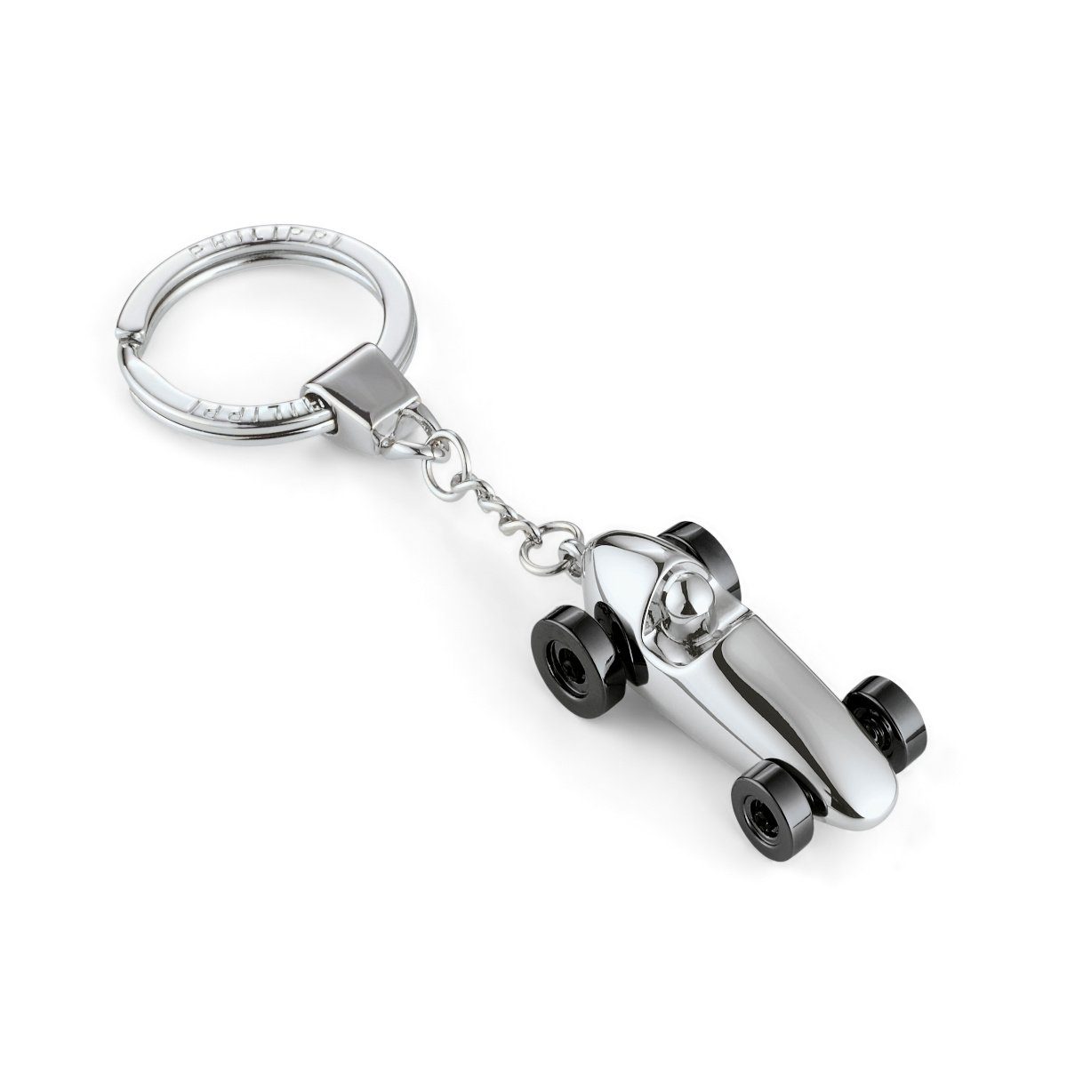 PHILIPPI Schlüsselanhänger Schlüsselanhänger SILBERPFEIL,  Rennwagen-Anhänger ca. 4x2cm, Aus hochglanzpoliertem Nickel