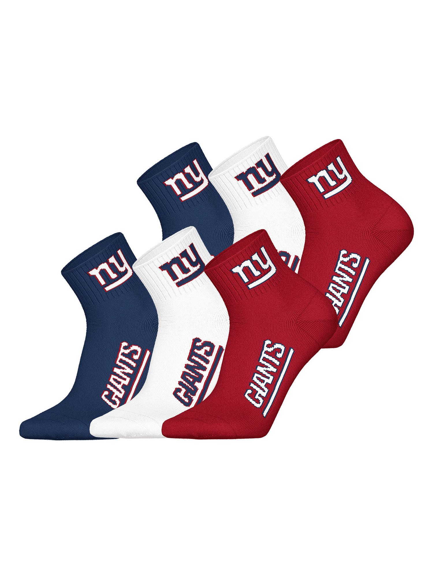 HUDDLE Freizeitsocken NY Giants Quarter (6-Paar) Casual Socken, Alltagssocken, Bequeme Socken