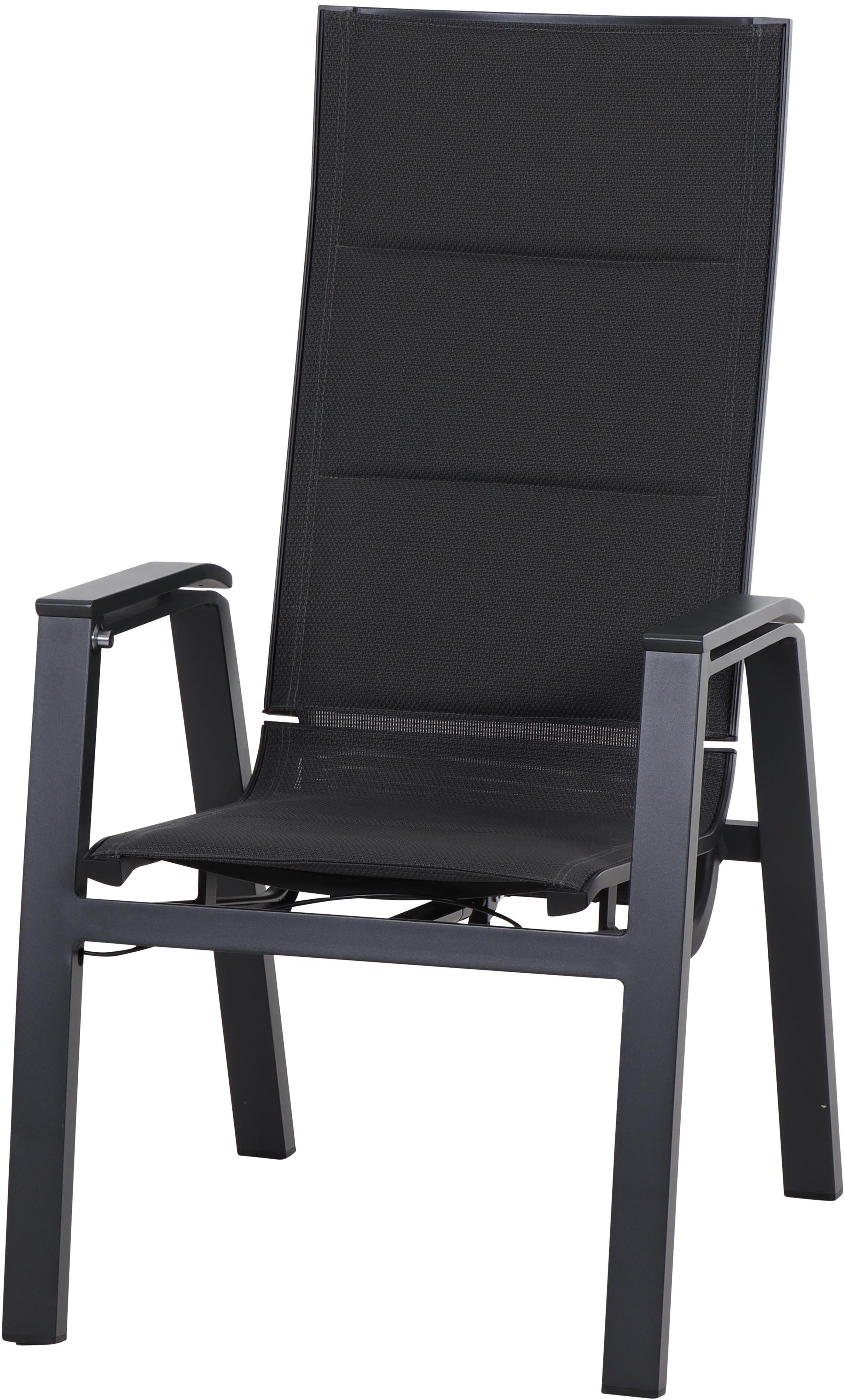 Siena Garden Gartensessel MILANO Relax Move Sessel, Gestell aus Aluminium matt anthrazit, Bezug padded dunkelgrau