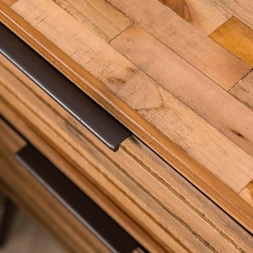 RINGO-Living Beistelltisch Massivholz Nachttisch Vaiana mit 2 Schubladen in Natur-dunkel und, Möbel
