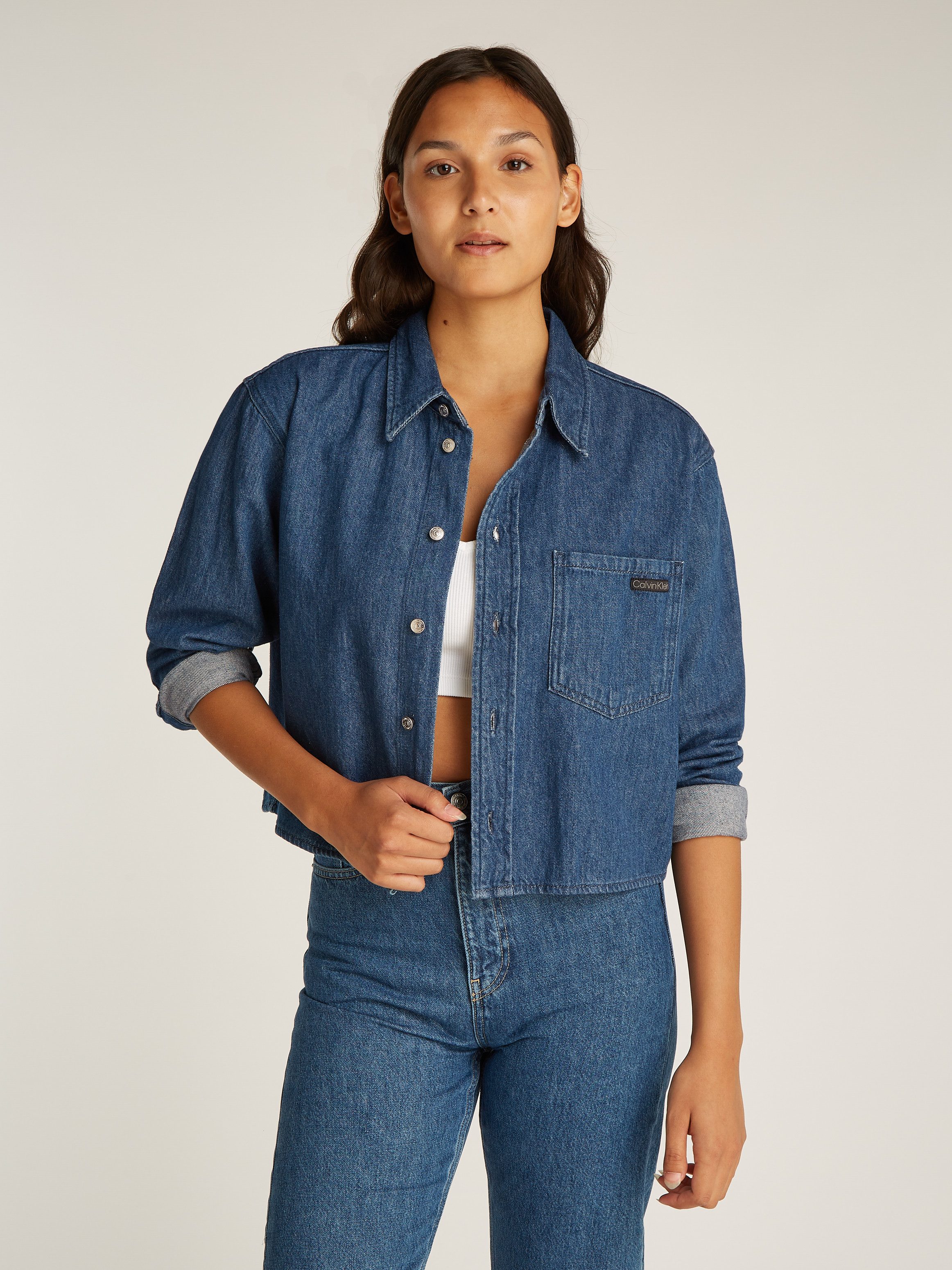 Jeansbluse CROPPED DAD DENIM SHIRT