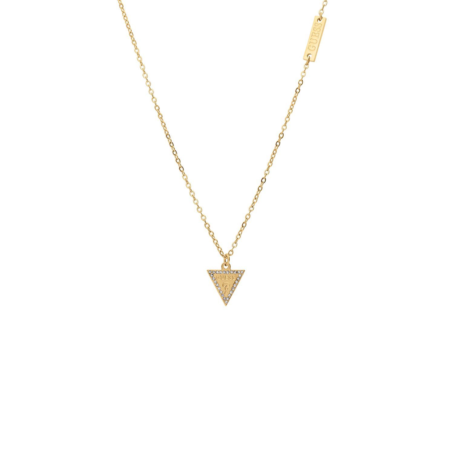 Guess Kette mit Anhänger Halskette - Stahl - Gold - Kristall - Damen