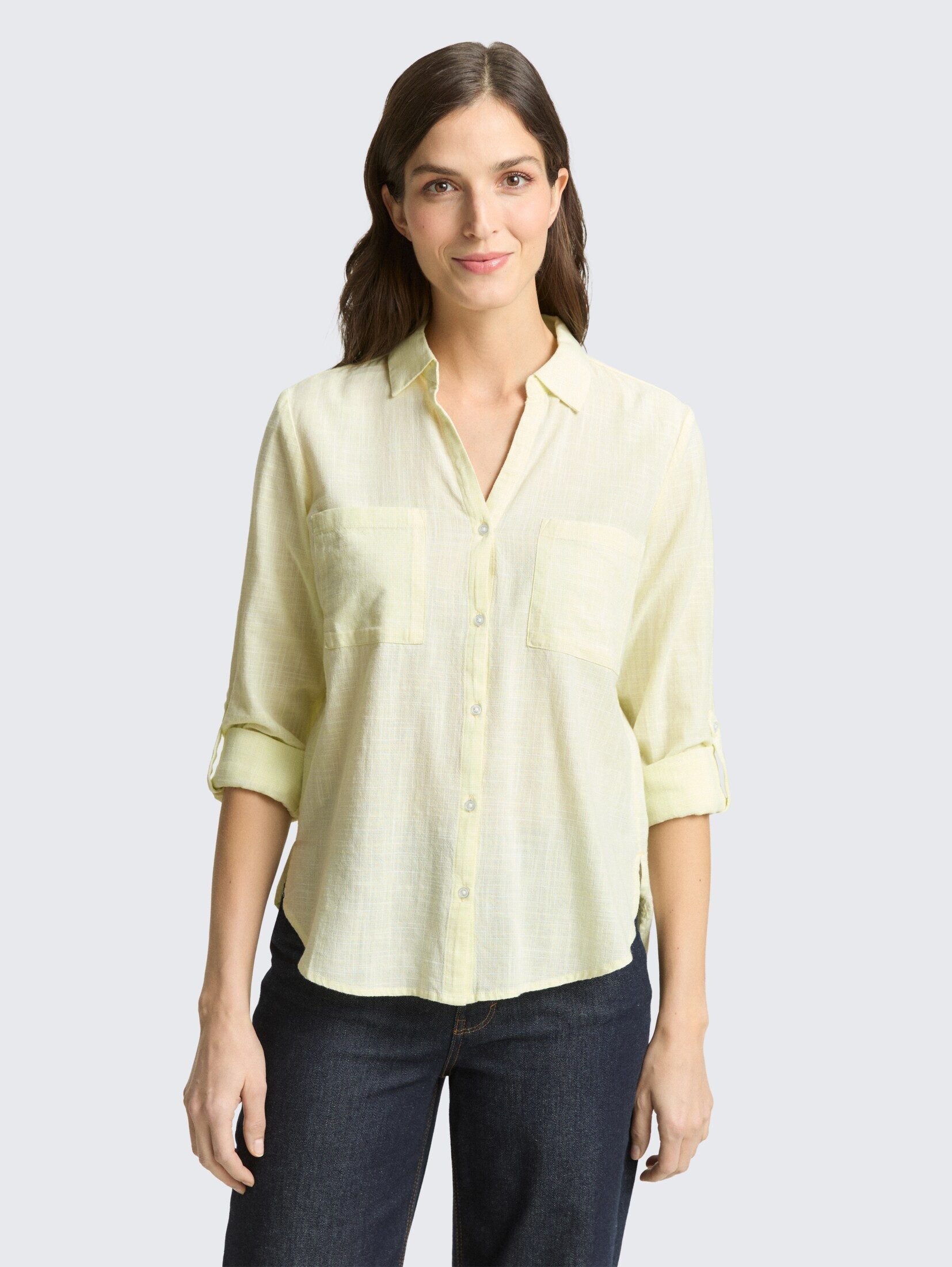 TOM TAILOR Langarmbluse Blusen & Shirts Bluse mit Brusttaschen