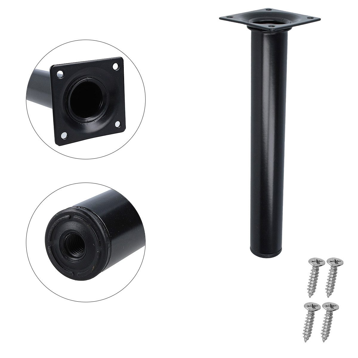 MS Beschläge Möbelfuß 4er Set Möbelstempel Schwarz ø 30mm Möbelbeine, (4-St)