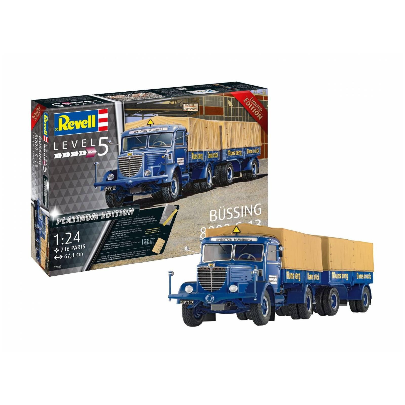 Revell® Modellbausatz Büssing 8000 S 13 mit Trailer Platinum Edition / 1:24, Maßstab 1:24