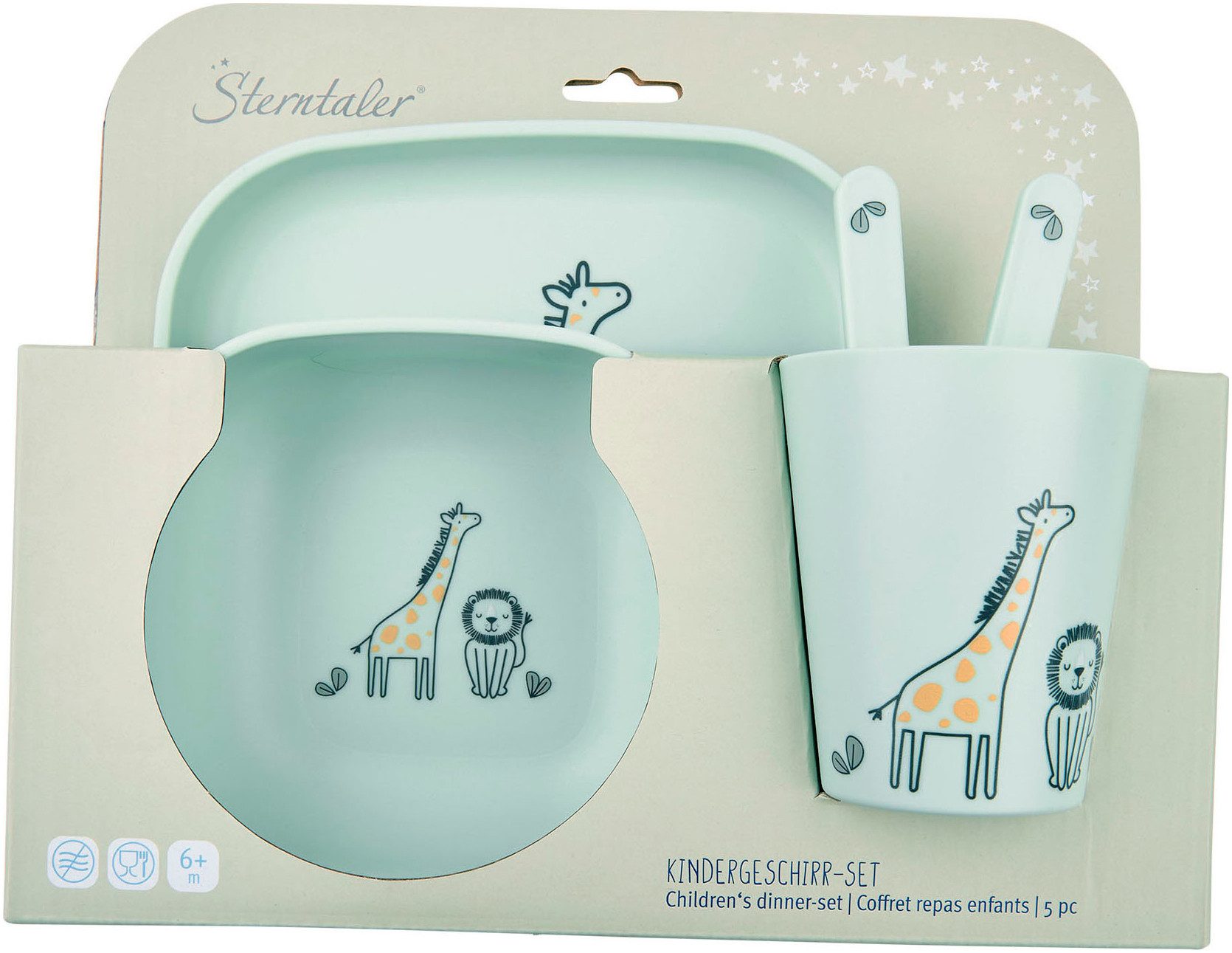 Sterntaler® Kindergeschirr-Set Safari, eckig (5-tlg), Polypropylen