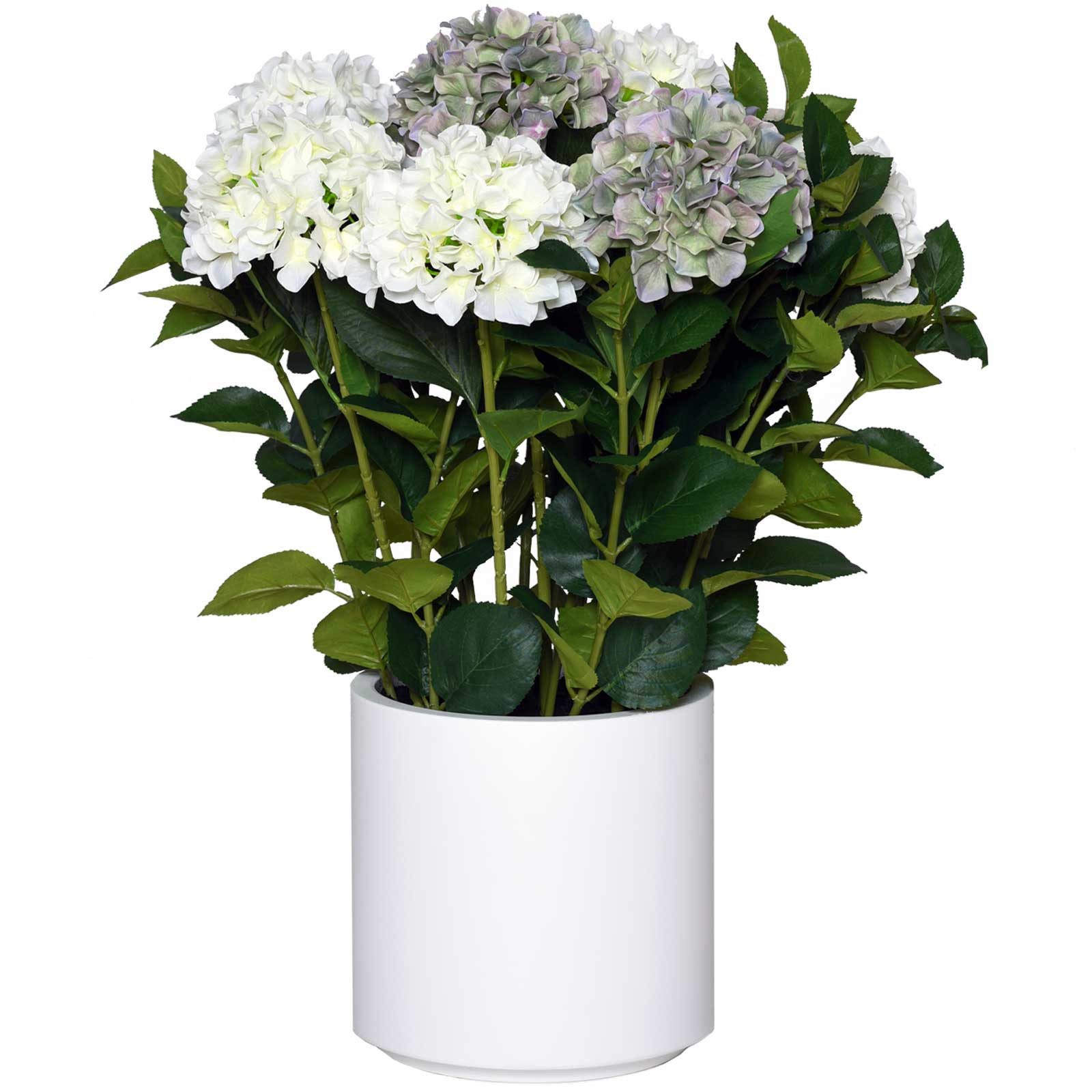 Kunstpflanze Kunststoff HYDRANGEA Organisch - Weiß-Blau, günstig online kaufen