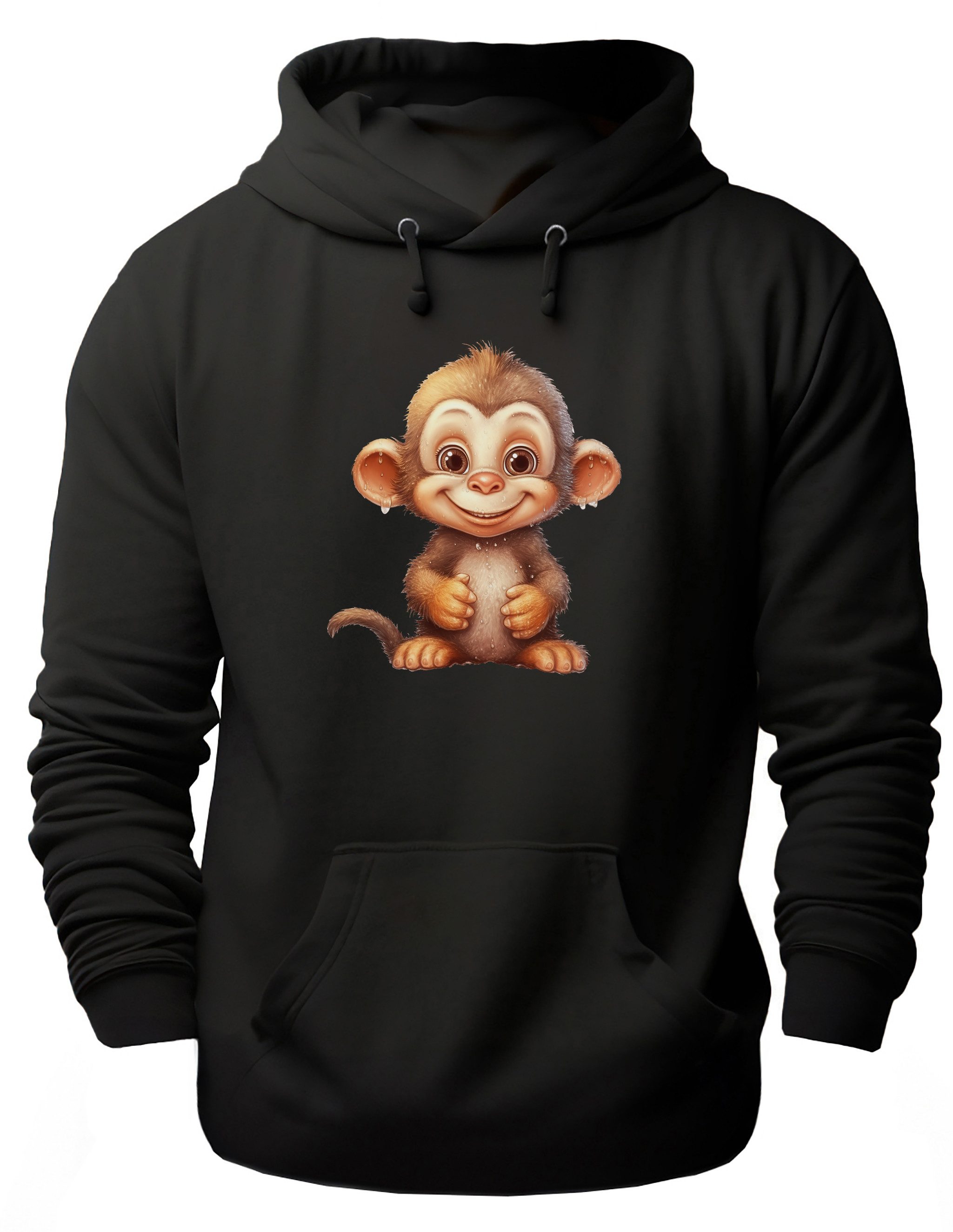 MyDesign24 Hoodie Wildtier Kapuzen Pulli - Affe Herren und Damen Kapuzensweater - Tier Hoodie i263