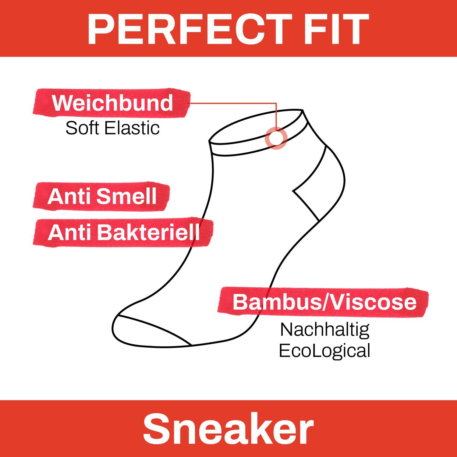 und für Lifestyle Damen Chili Sneaker, Bambus 3 atmungsaktiv Strümpfe Herren, Freizeit, Paar,