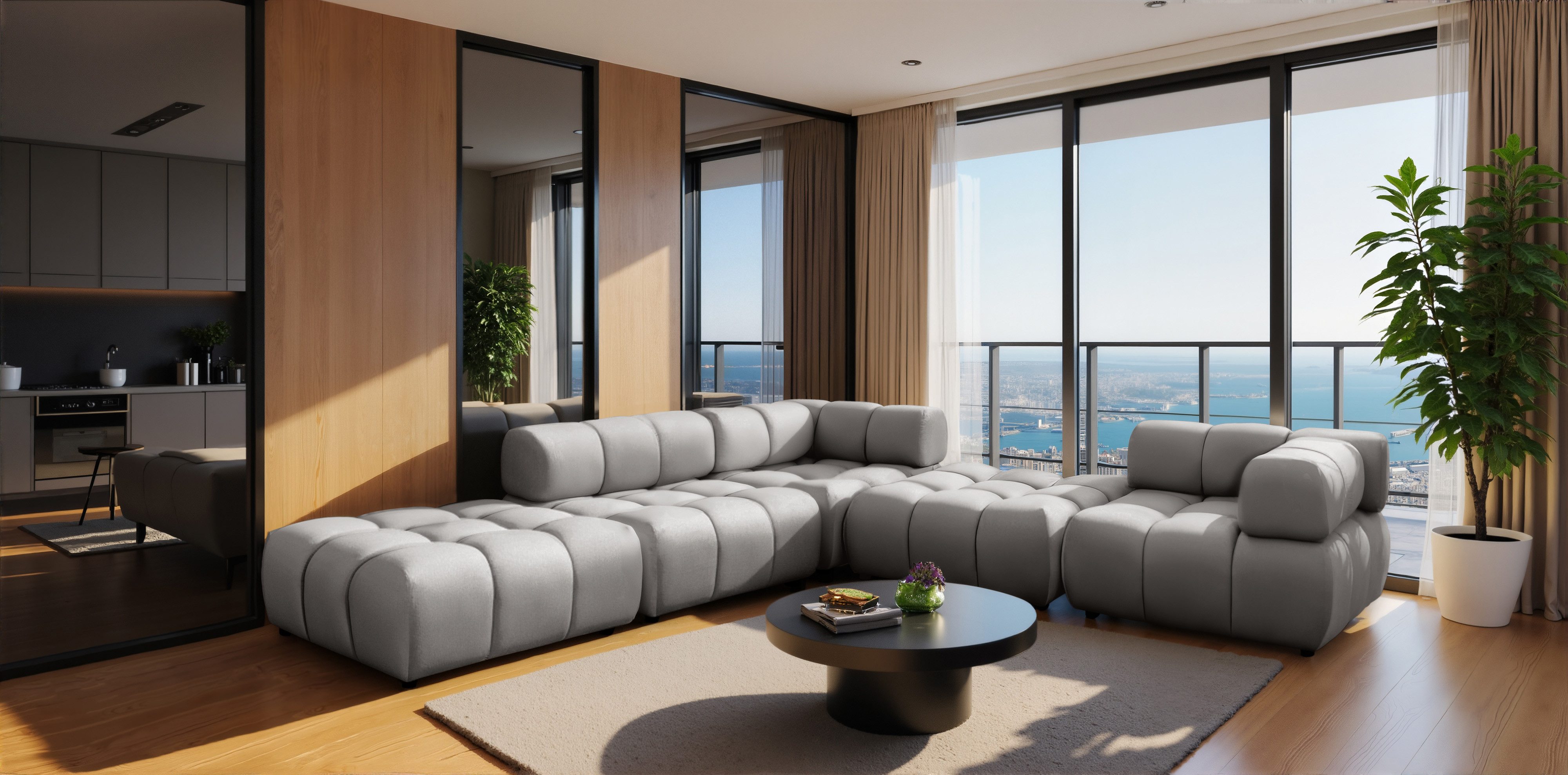 Kaiser Möbel Ecksofa universell modern modular Premium aus Veloursstoff Bluvel,BOLLA Corner, Einzelartikel, luxuriöses Designer-Ecksofa,moderne Bubble-Form