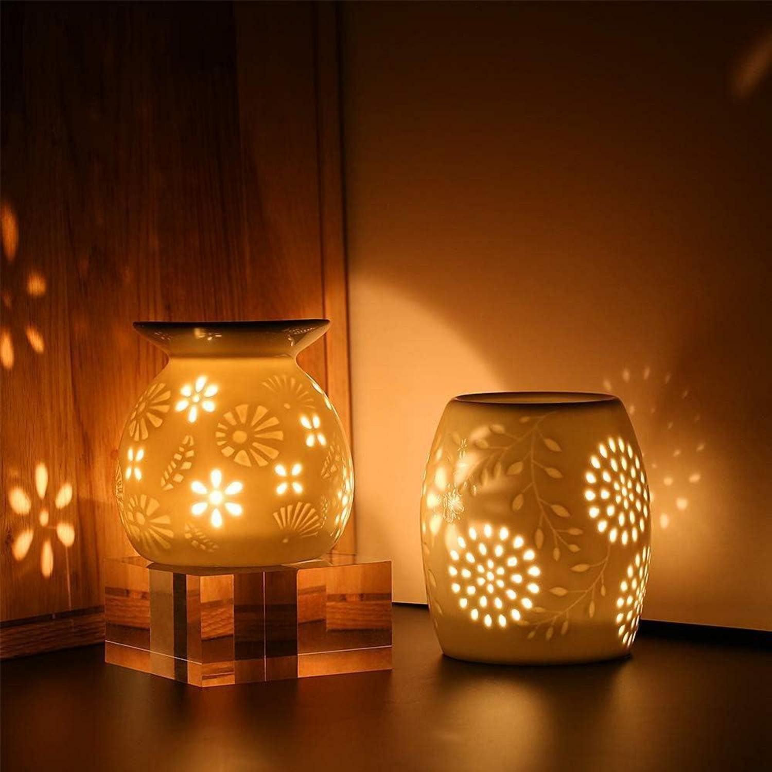 LuxusKollektion Duftlampe Aromalampe Teelichthalter Duftlampe Keramik Löffel Diffuser Typ2-weiß