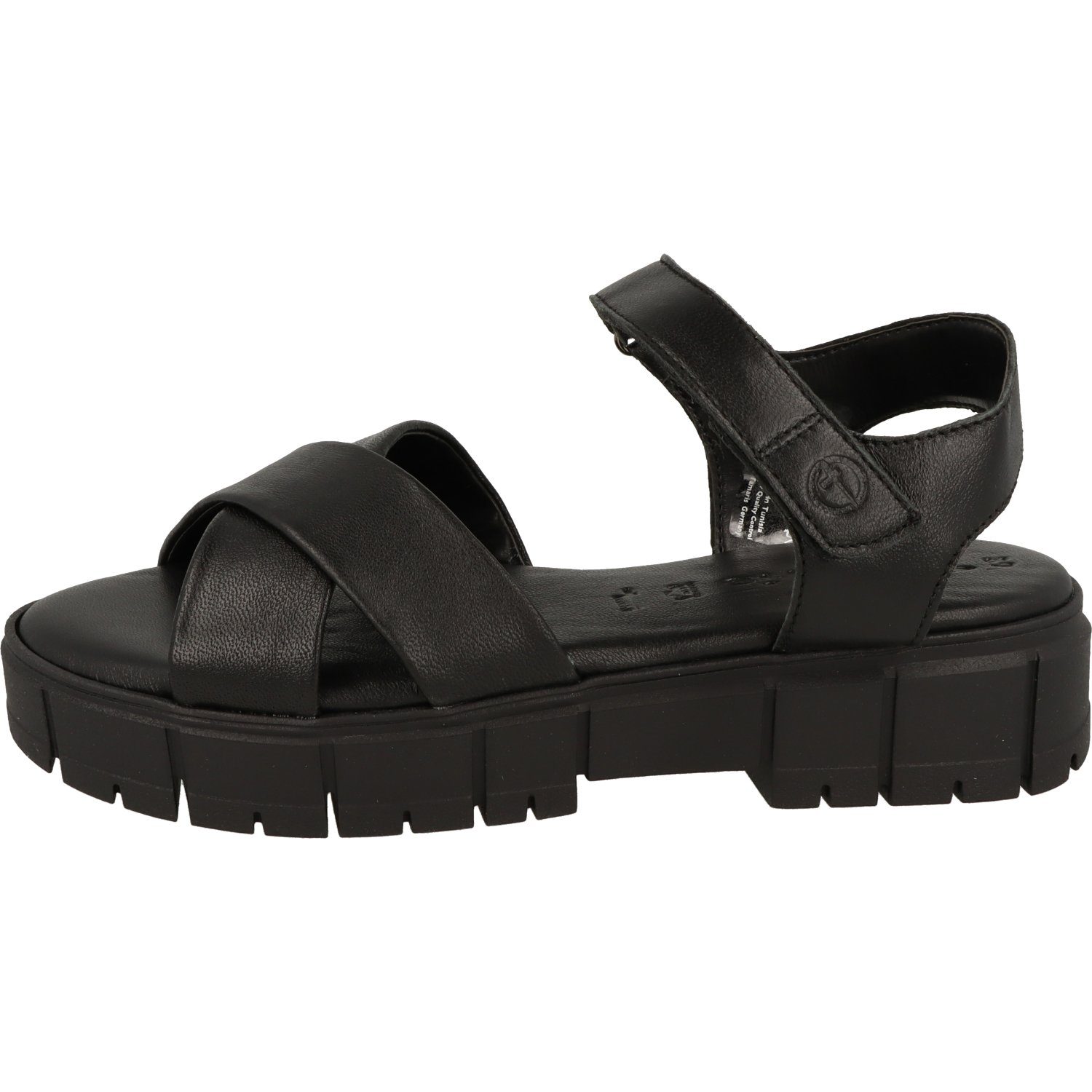 Schuhe Damen Leather 1-28242-20 Tamaris Black Klett Komfort Sandalette Plateausandale Leder
