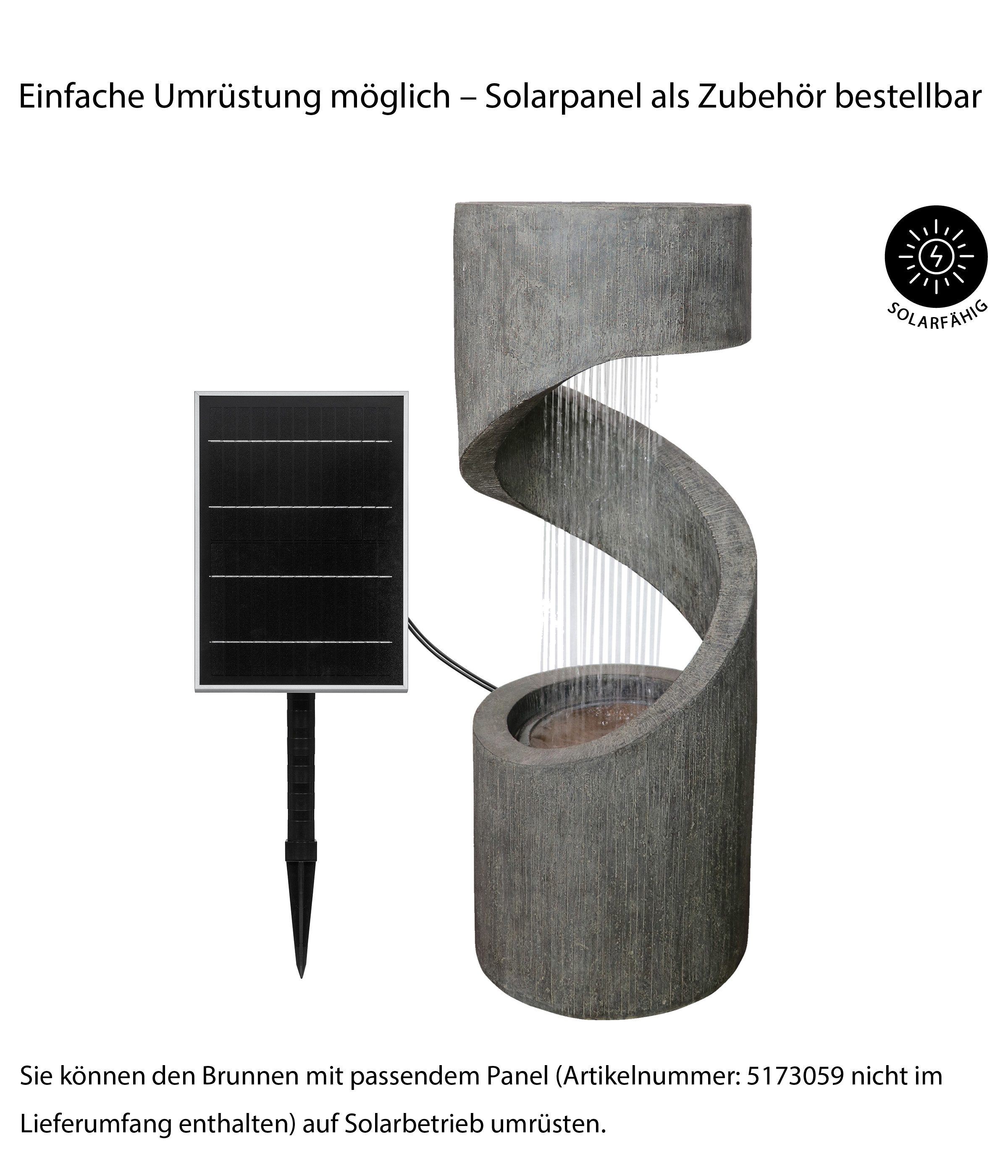 Dehner Gartenbrunnen Ronda, mit LED Beleuchtung, 79.5 x 31.5 x 31.5 cm, Polyresin, frostbeständig, solarfähiger Brunnen für draußen, inkl. Pumpe / Trafo