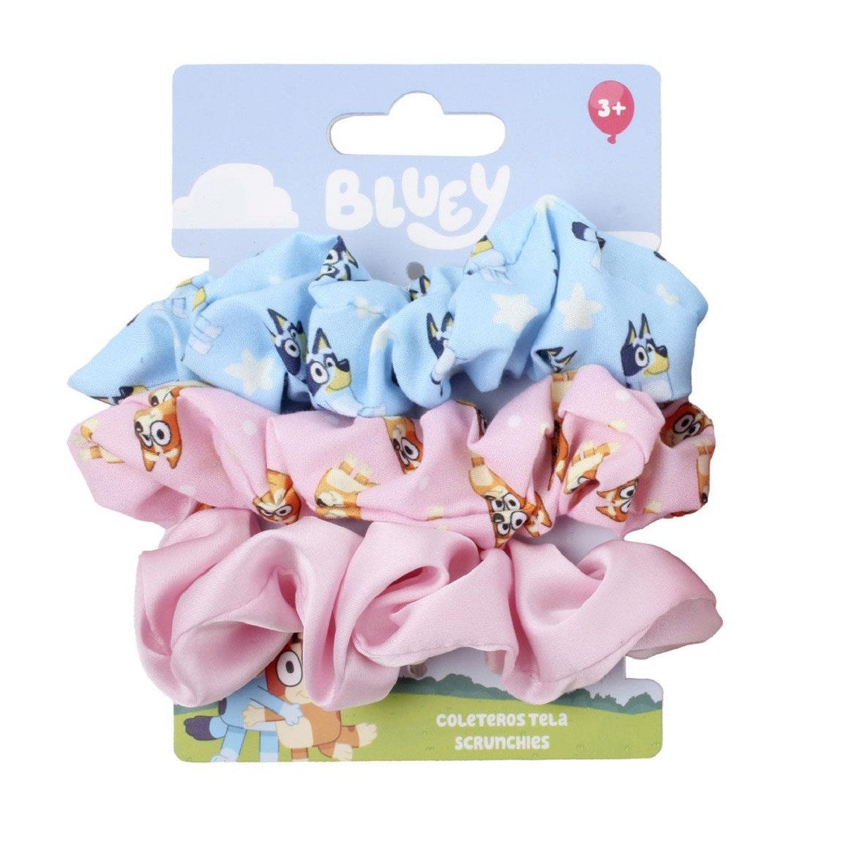 Cerda Haarspange Bluey Haargummi Set – 3 Scrunchies für Kinder im Serien-Design, 3-tlg.