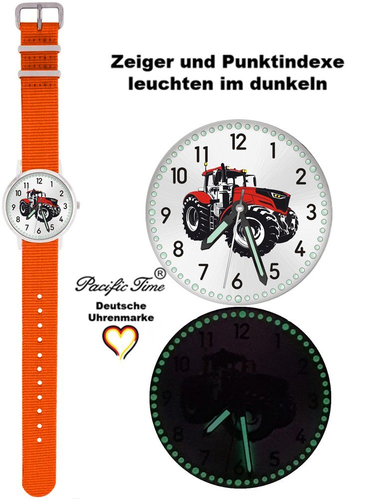 Time und Versand Match Wechselarmband, - rot Quarzuhr Pacific Gratis Traktor Mix Design orange Armbanduhr Kinder