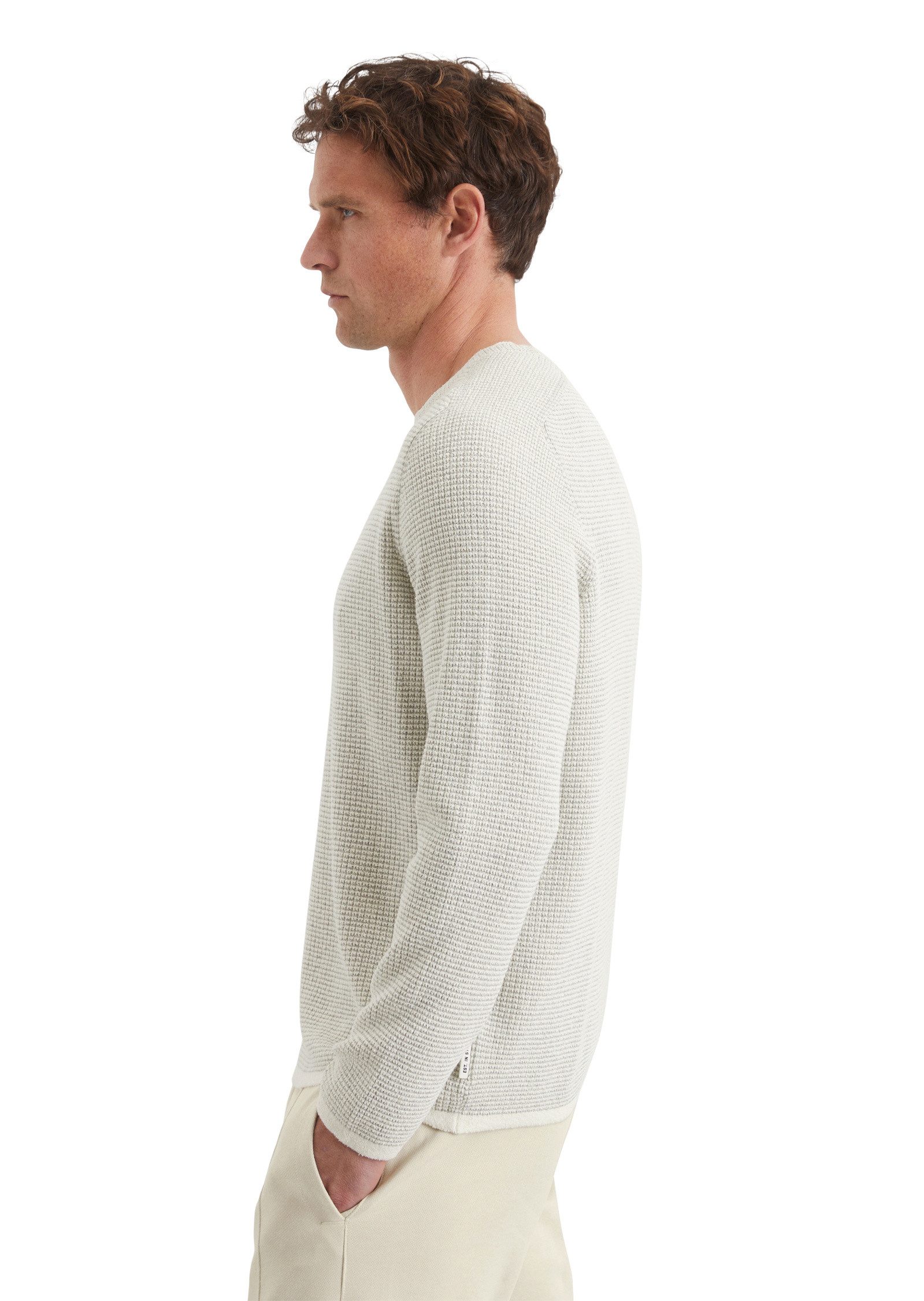 Marc O'Polo Rundhalspullover aus strukturiertem Bio-Baumwoll-Mix günstig online kaufen