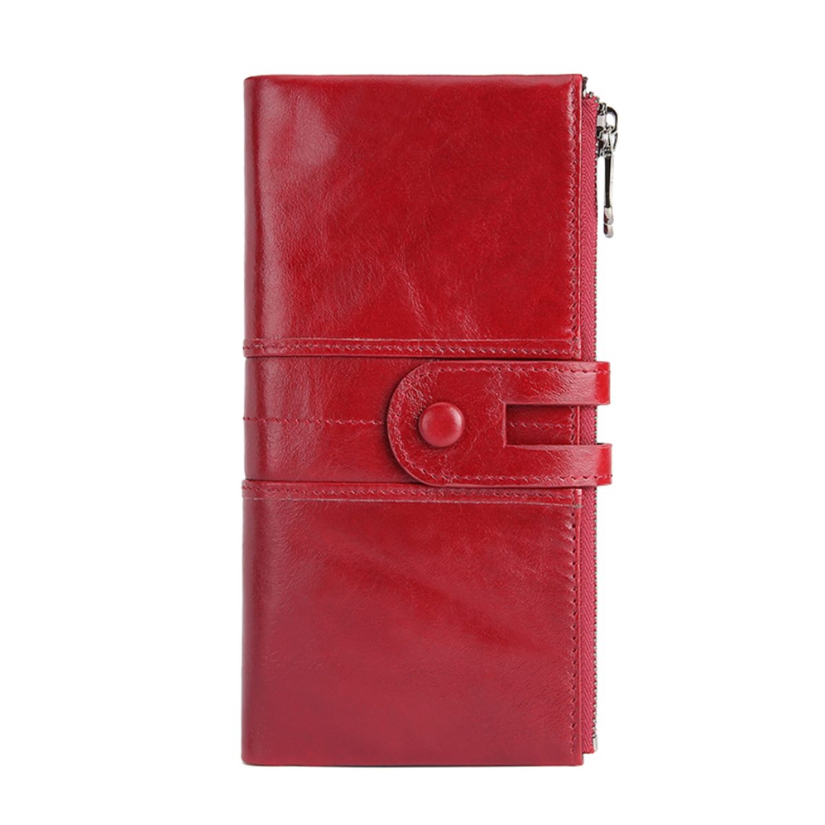 carefully selected Geldbörse Lange Retro-RFID-Geldbörse aus Leder mit mehreren Kartenfächern Rot