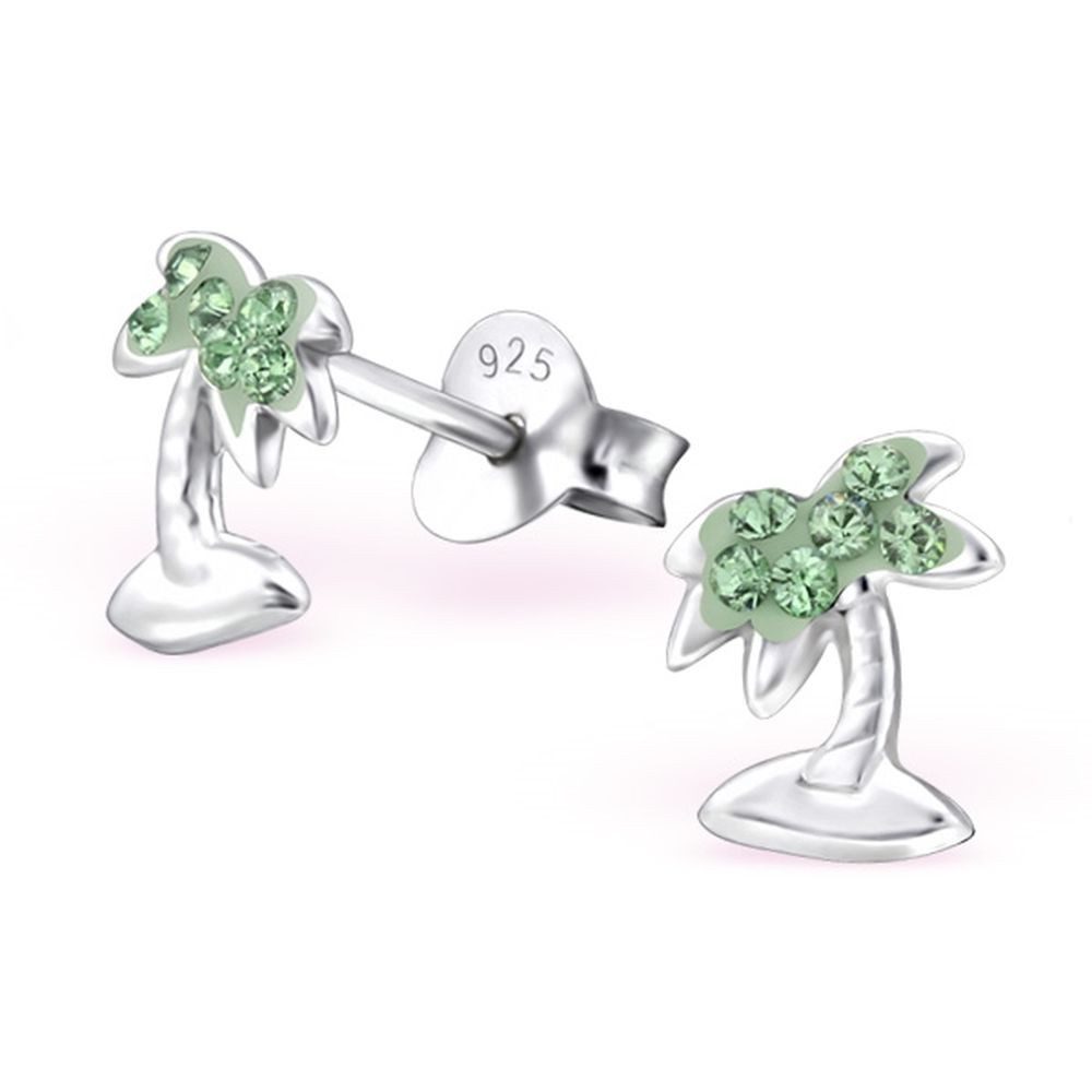 Ohrstecker-Set Ohrstecker Palmen mit LA CRYSTALE™ Kristallen aus 925 Silber Kinder