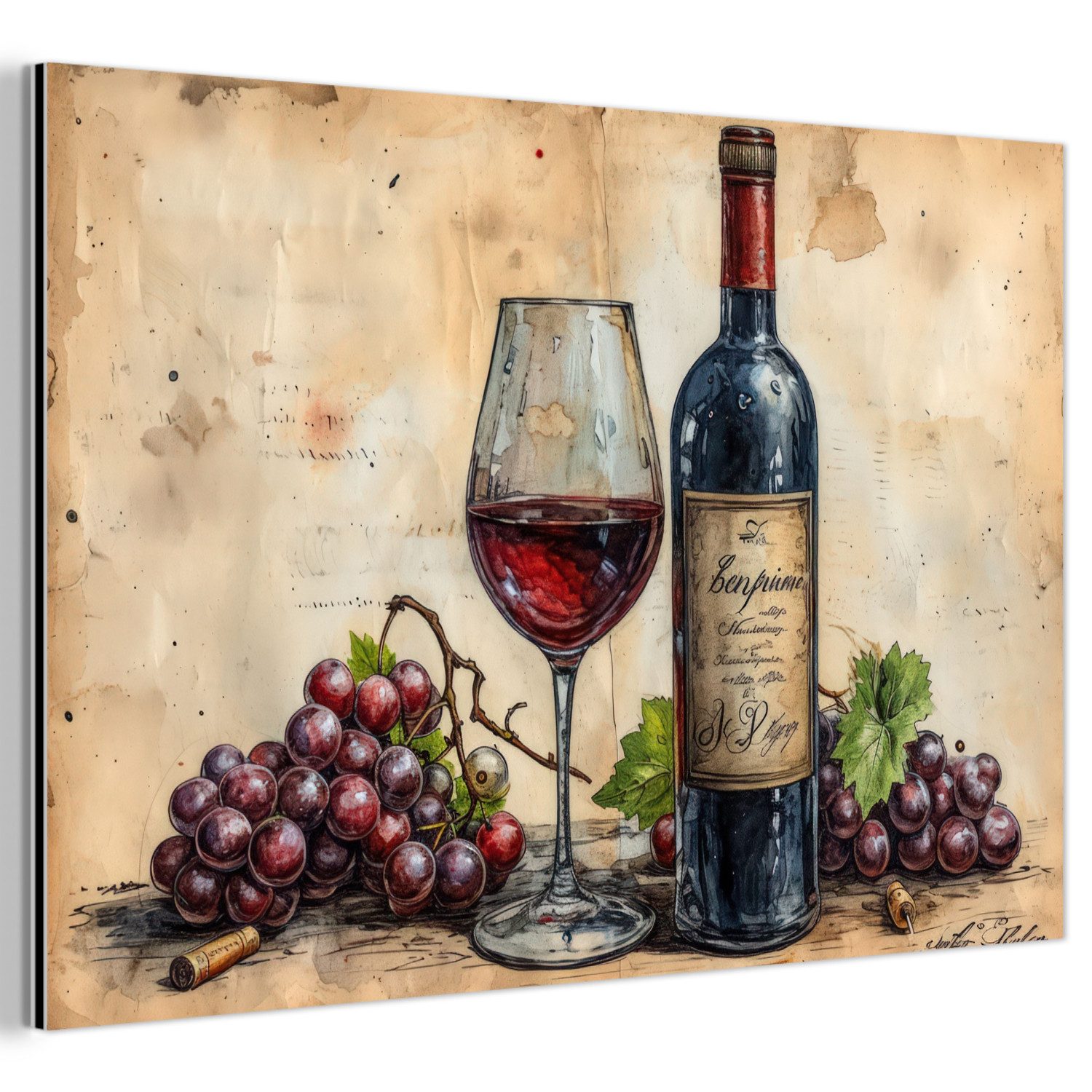 MuchoWow Metallbild Wein - Trauben - günstig online kaufen