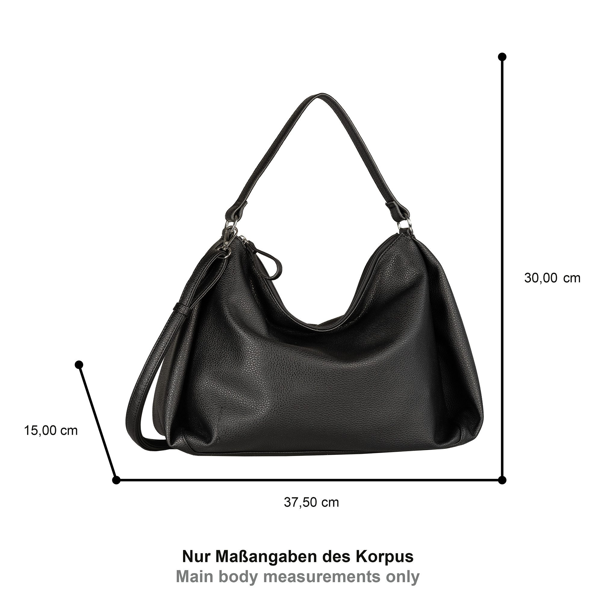 TOM TAILOR Hobo Cassia, leicht genarbtes Lederimitat mit ausgefeiltem Schnitt für viel Volumen