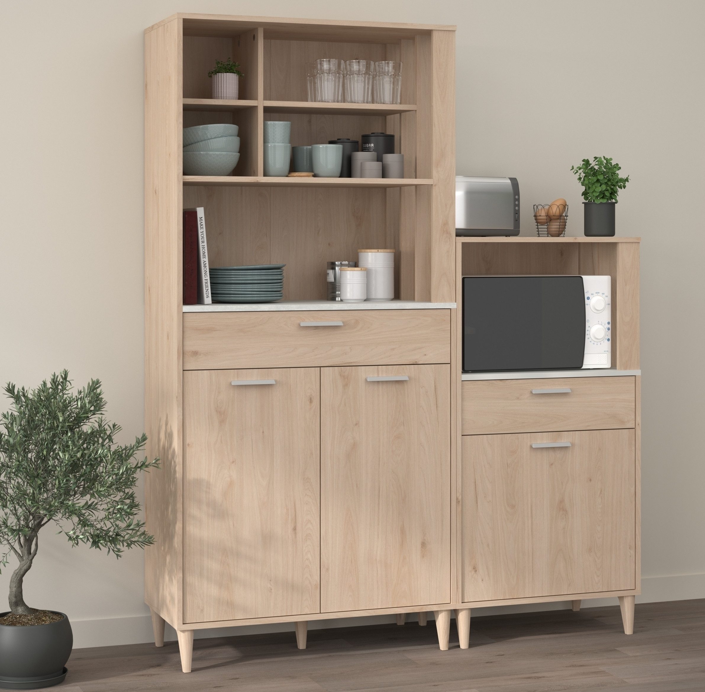 Parisot Mehrzweckschrank-Set Gala 1, (2-teilig), (2-teilig) Jackson Eiche Dekor, Beton Optik, Buffet + Beistellschrank
