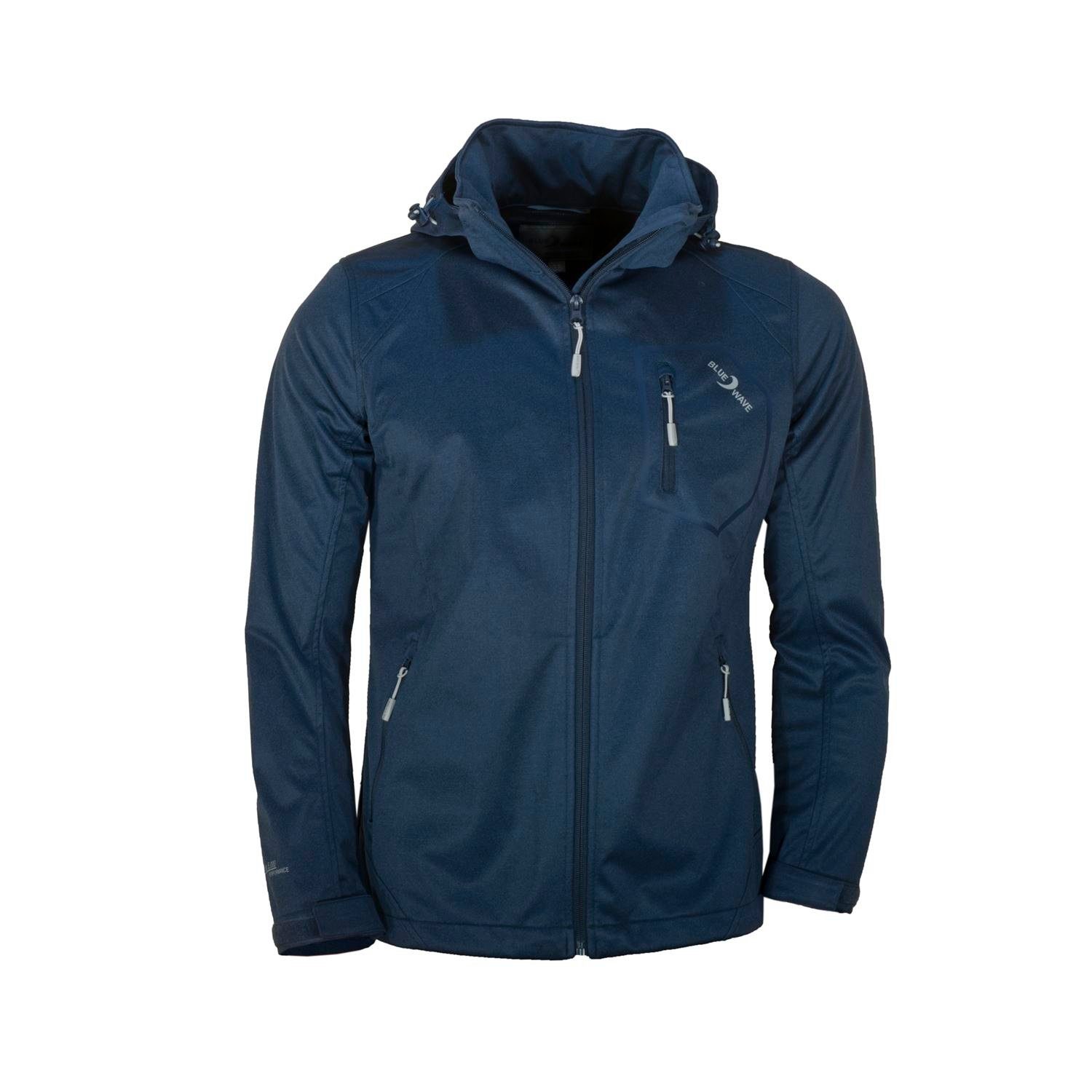 und verstellbarer Softshelljacke - Jacke Mit Holger Blue Kapuze Wave Kinnschutz Herren