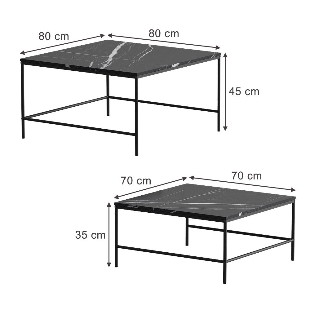 Vicco Couchtisch Ramio, Schwarz/Schwarz, 80 x günstig online kaufen