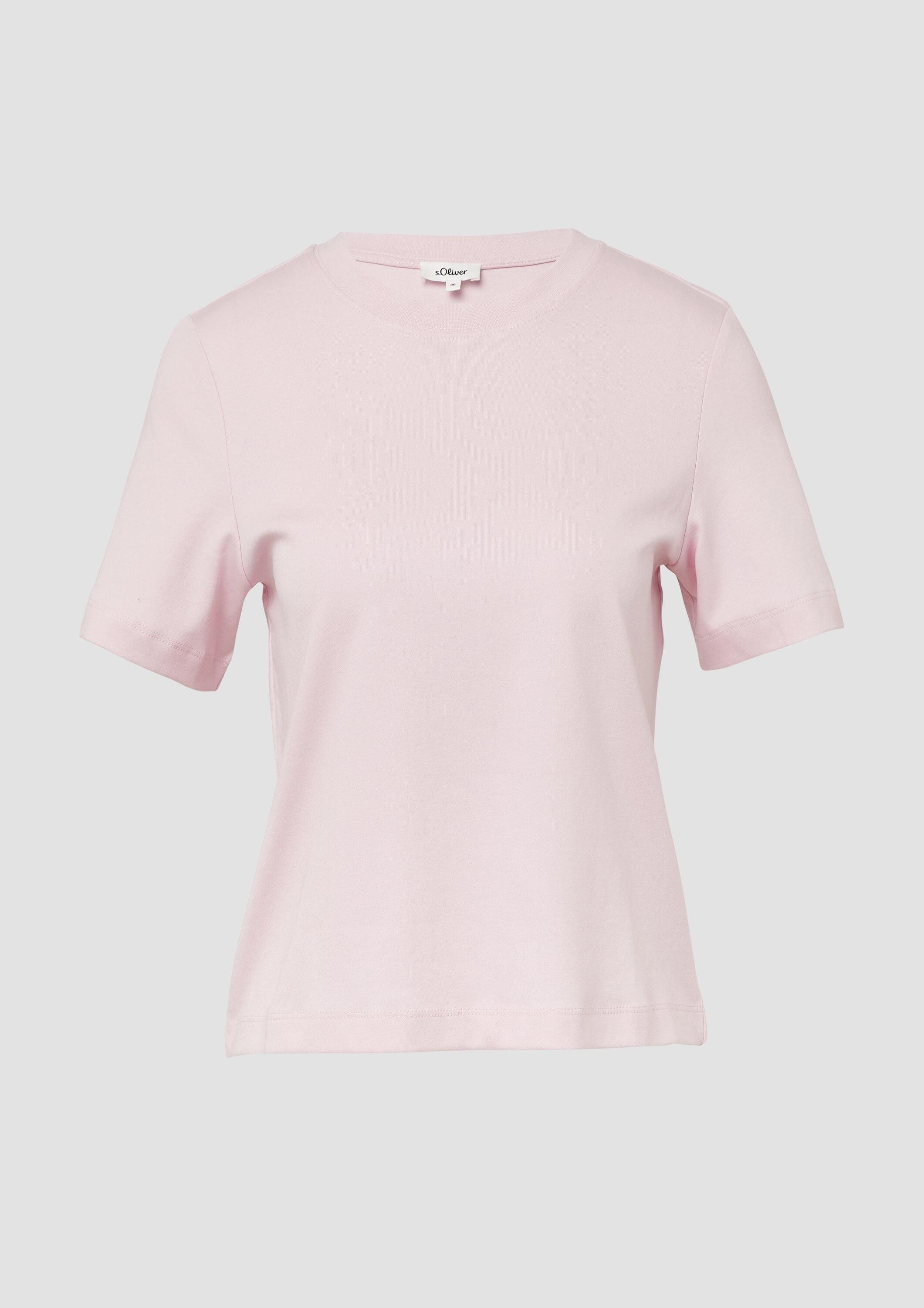 s.Oliver Kurzarmshirt T-Shirt Verkürztes T-Shirt aus Interlockjersey